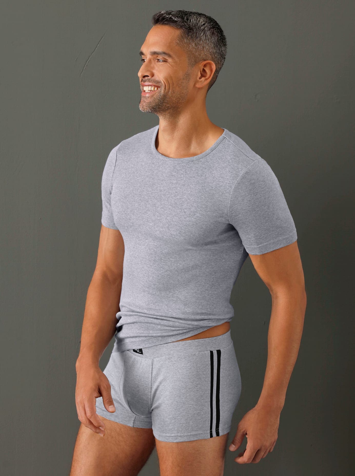 Wäschepur Herren Unterziehshirt 3 Stk. tlg. in grau, Größe 8