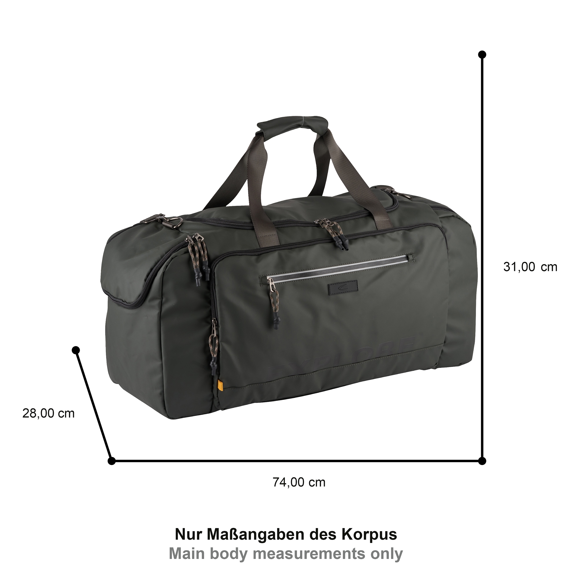 camel active Reisetasche »Explore«, wasserabweisendes recyceltes Nylon und reflektierende Reißverschlüsse