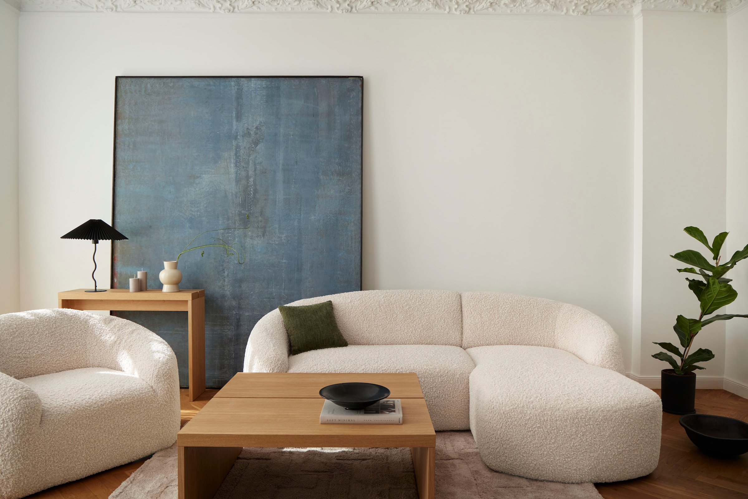 LeGer Home by Lena Gercke Ecksofa »YANI L-Form, Designersofa, organische Form, Maße B/T/H: 255/170/81 cm«, mit Wellenunterfederung, auch in Bouclé, Recamiere rechts/links