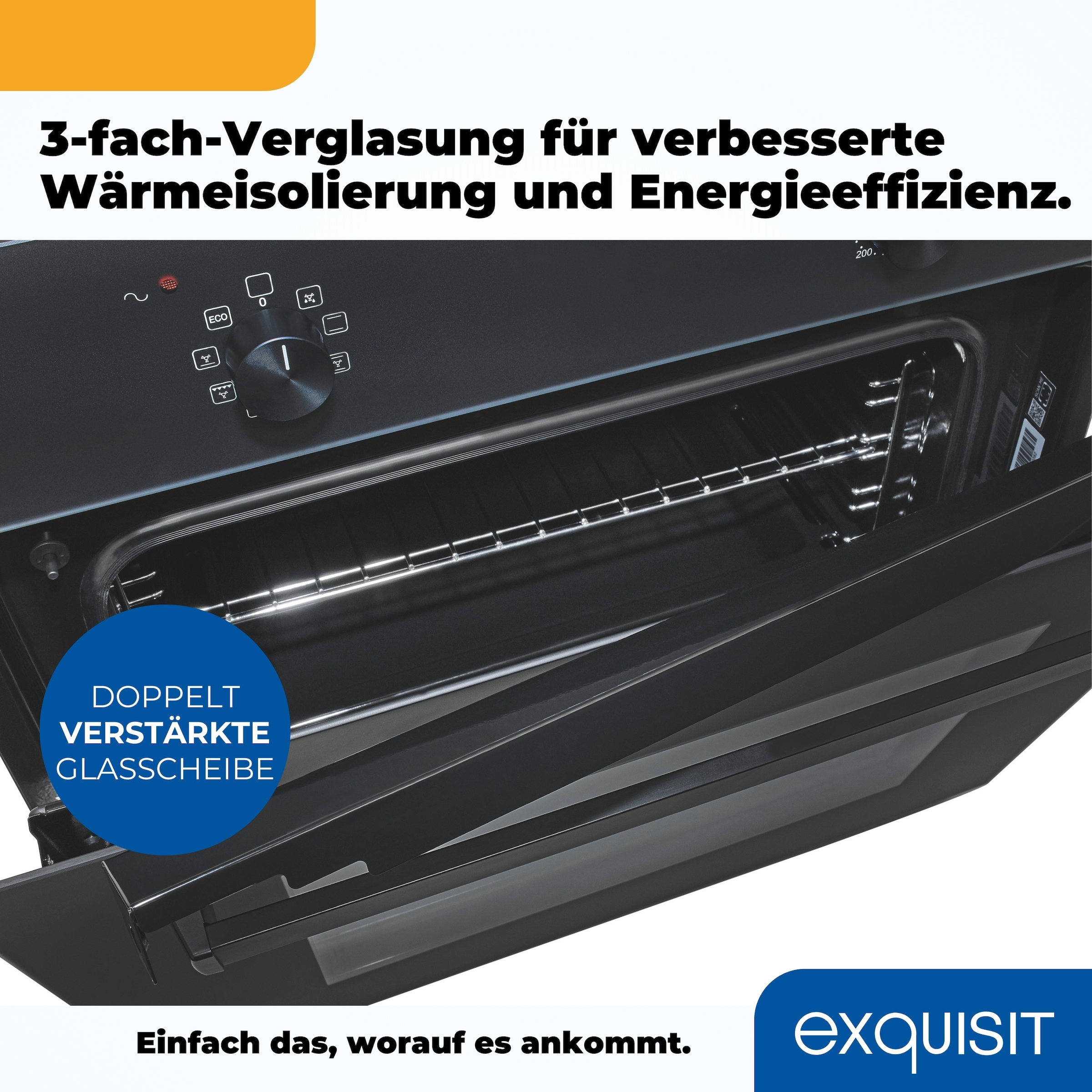 exquisit Einbaubackofen »EBE367-U-120 mattschwarz« Perfekt für den Alltag – einfach backen, grillen &  Aufläufe genießen!