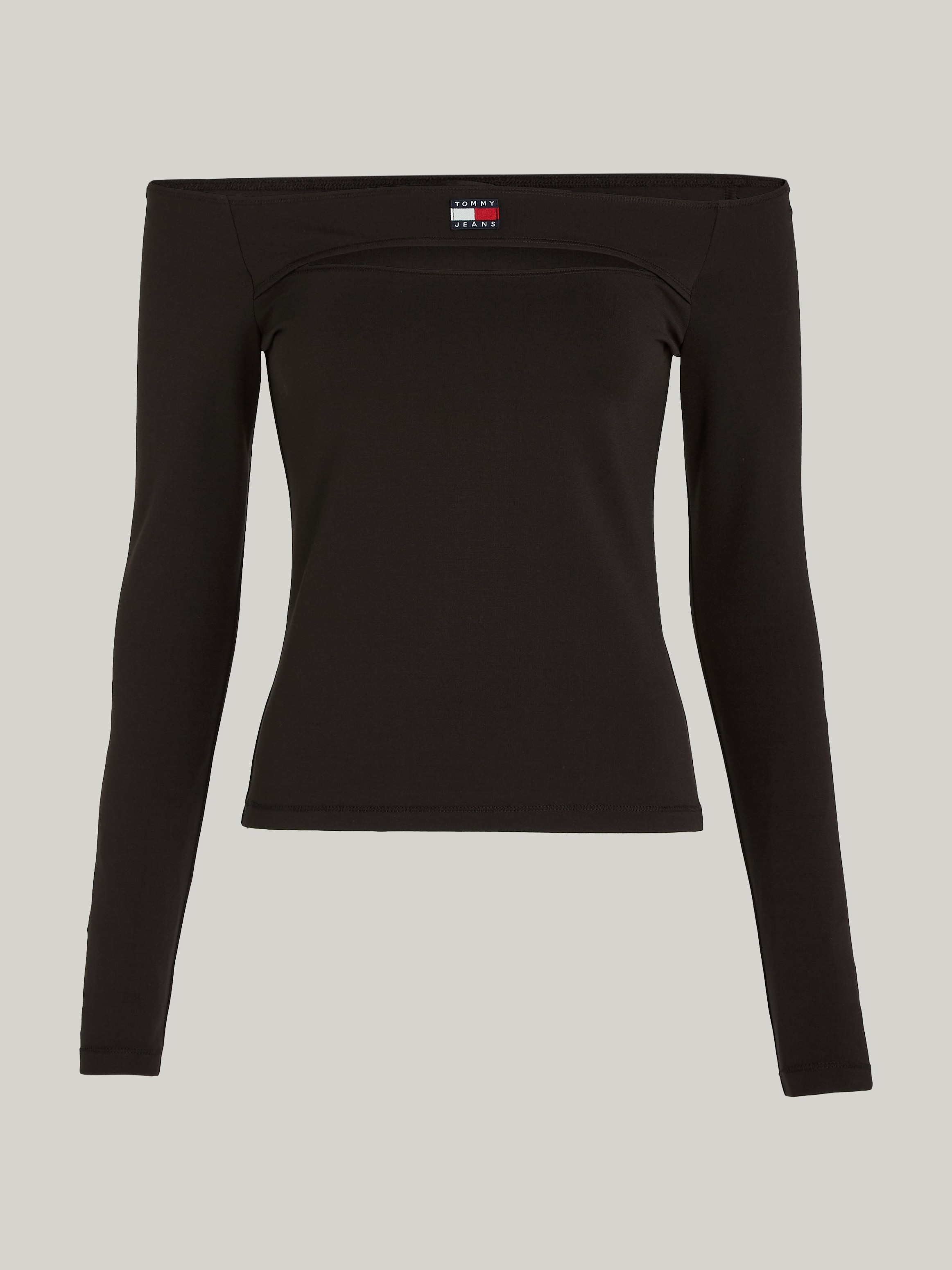 Tommy Jeans Langarmshirt »TJW SLIM BADGE CUTOUT TOP LS«, mit Tommy Jeans Logo