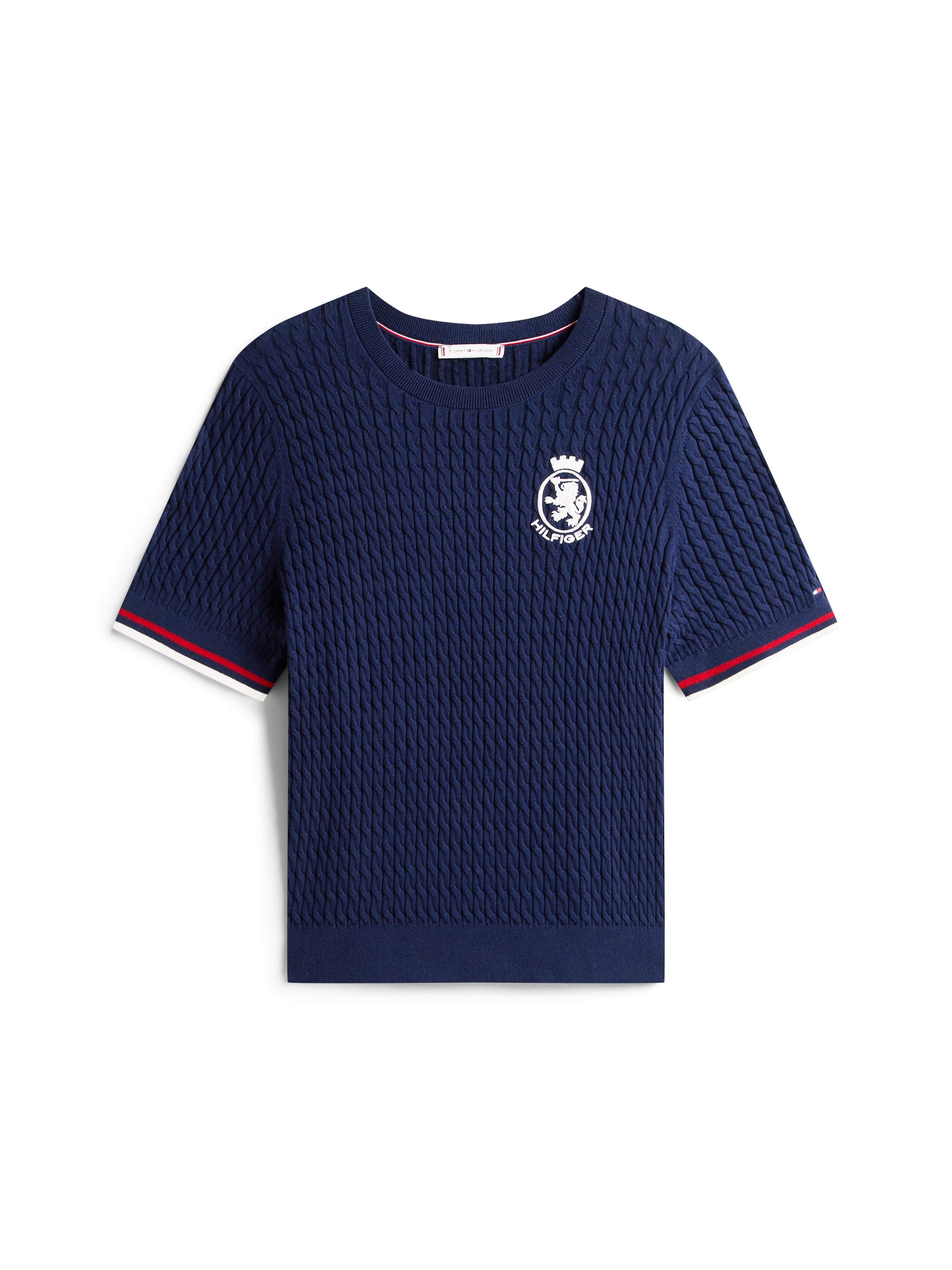 Tommy Hilfiger Curve Strickpullover »CRV CO CABLE FINE GG GPC SS SWT«, in großen Größen, mit Zopfmuster