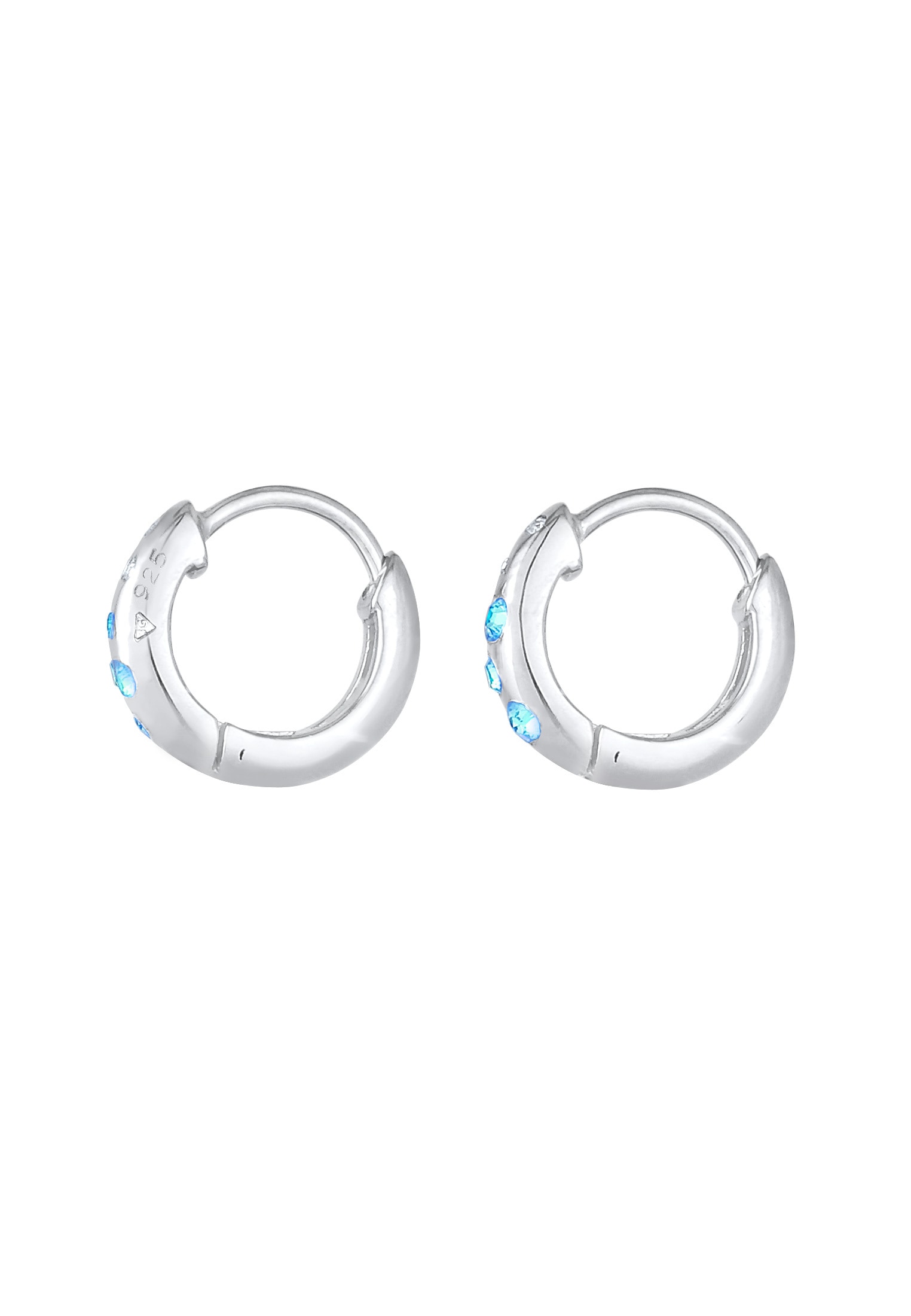 Elli Paar Ohrstecker »Ohrringe Kinder Creole Kristalle Blau 925 Silber«