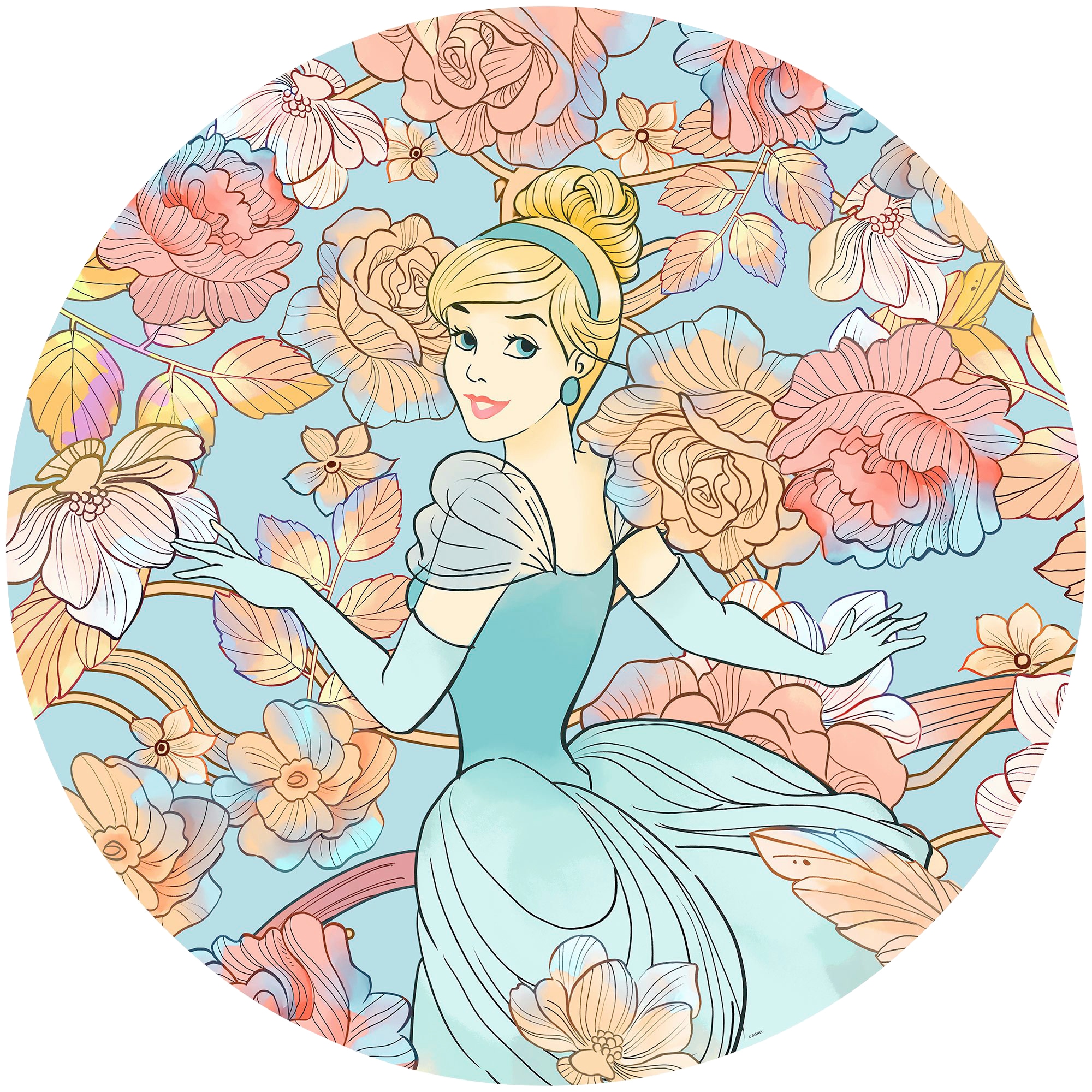 Vliestapete »Cinderella Pastel Dreams«, 125x125 cm (Breite x Höhe), rund und...