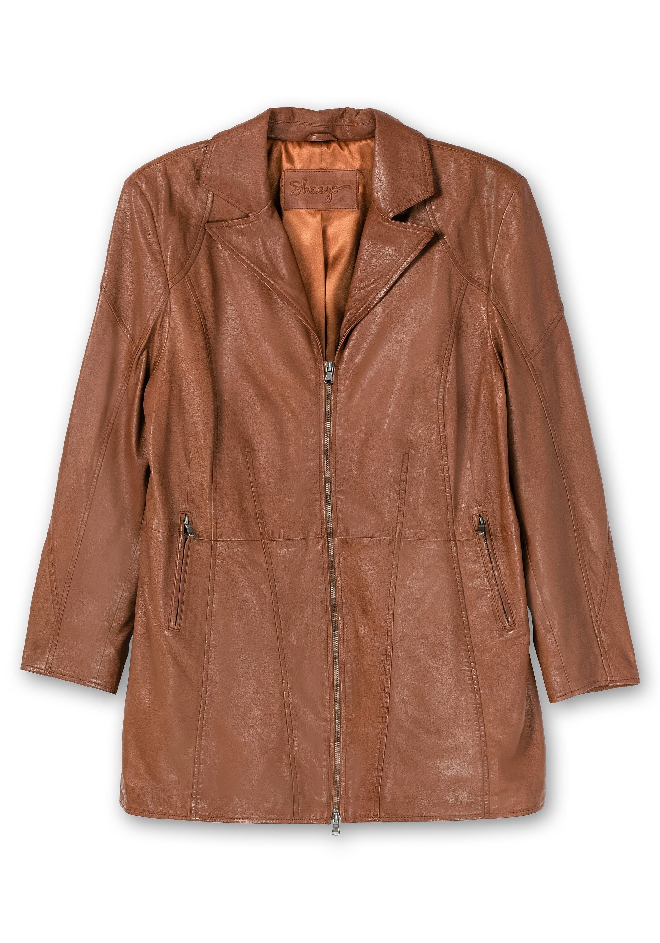 Sheego Lederjacke »Lederjacke aus Lammnappa, mit Reverskragen«, ohne Kapuze, aus Lammnappa, mit Reverskragen