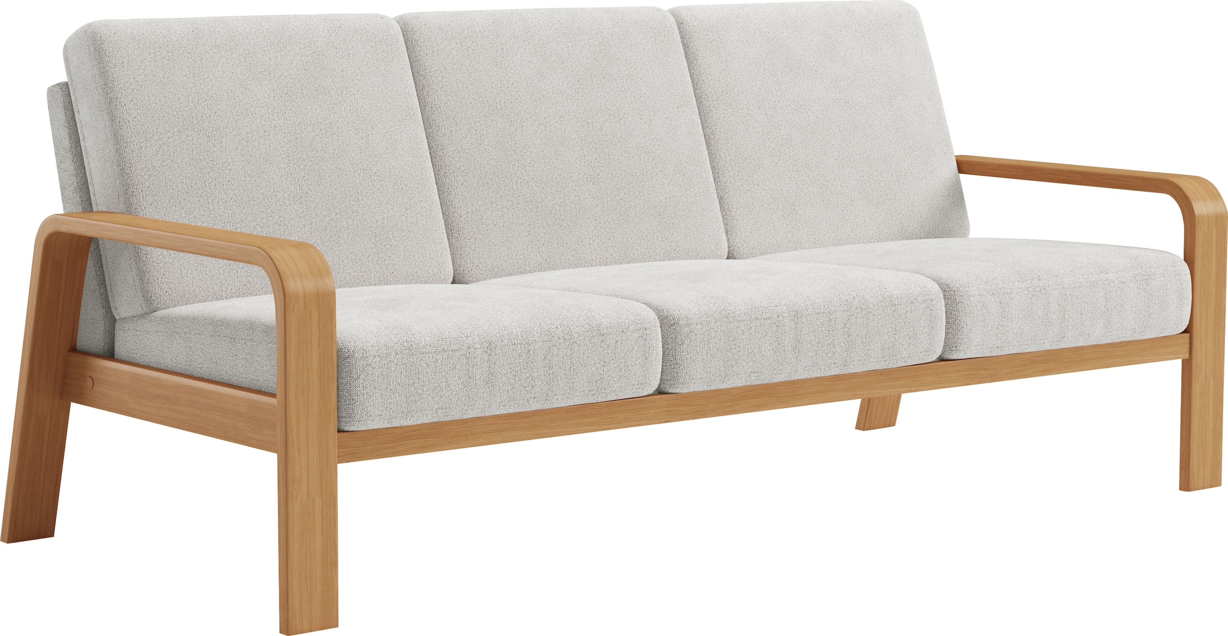 sit&more 3-Sitzer »Kolding«, Armlehnen aus eichefarbigem Buchenholz, verschiedene Bezüge und Farben