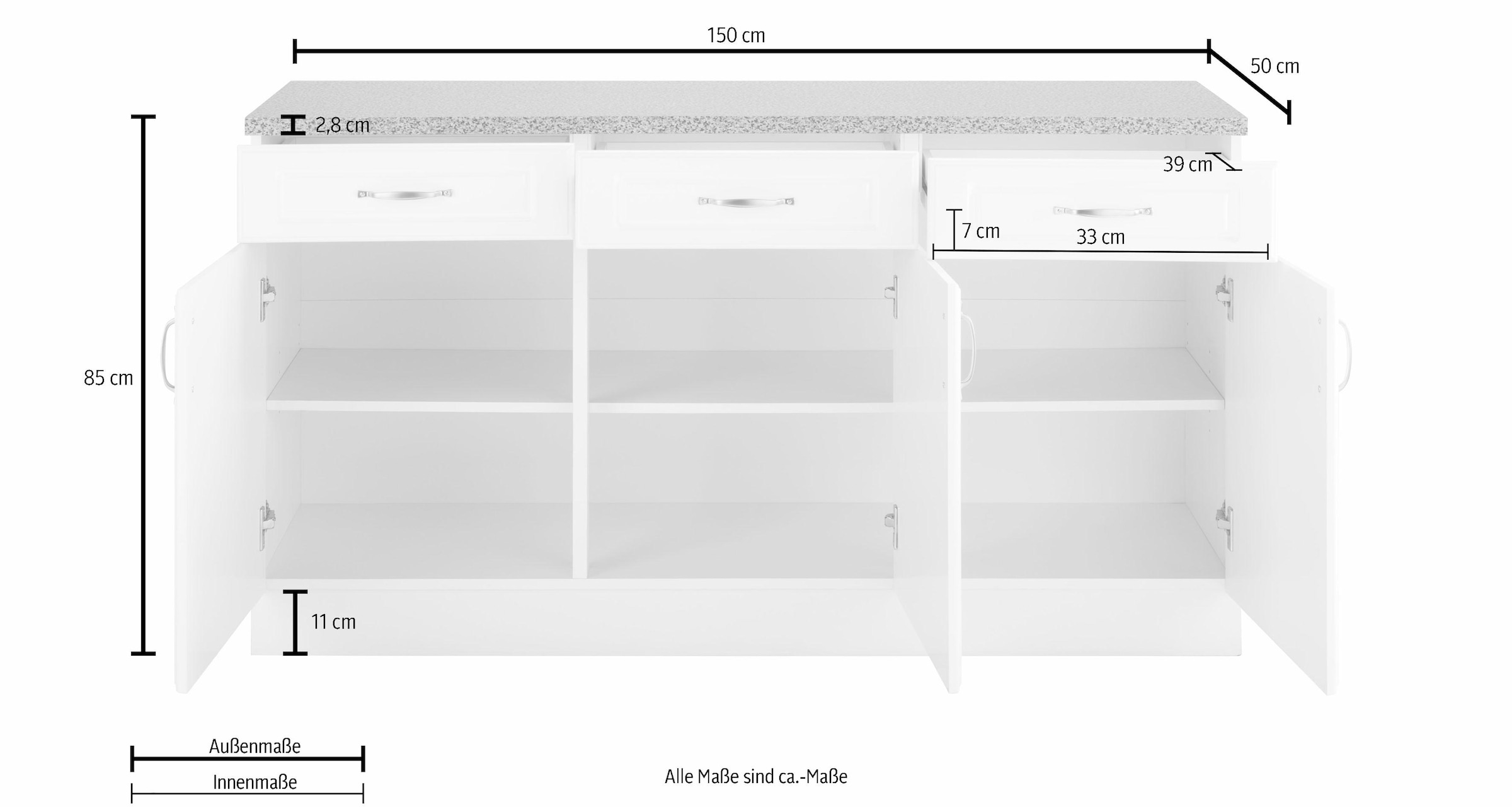 wiho Küchen Unterschrank »Linz«, bei kaufen OTTO 150 online cm breit