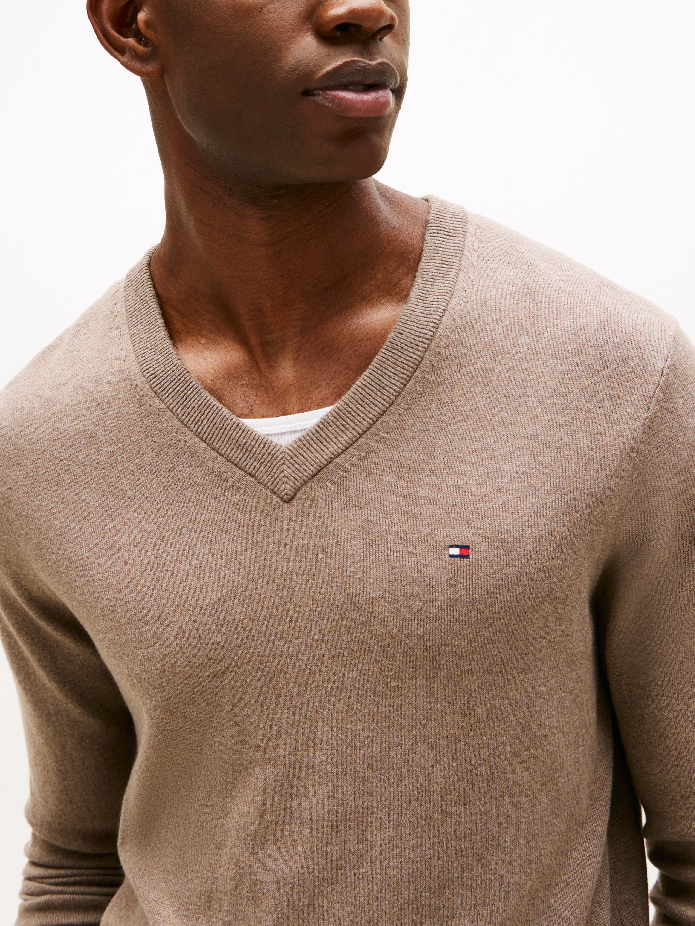 Tommy Hilfiger V-Ausschnitt-Pullover »PIMA ORG CTN CASHMERE V NECK«