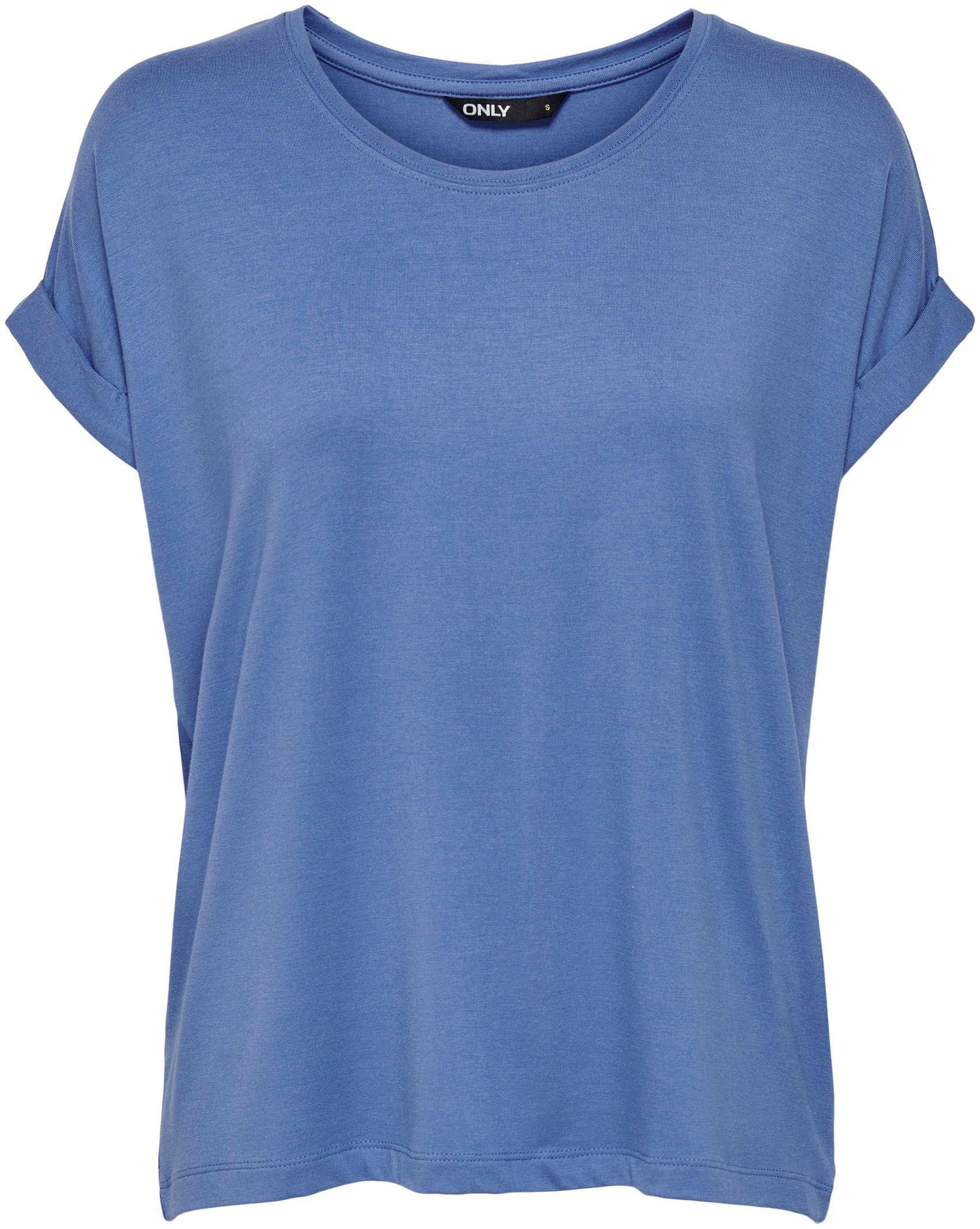 ONLY T-Shirt »ONLMOSTER – Kurzarmshirt mit Aufschlag und klassischem Look«, unifarben, casual, regular fit, Viskosemischung, Rundhals