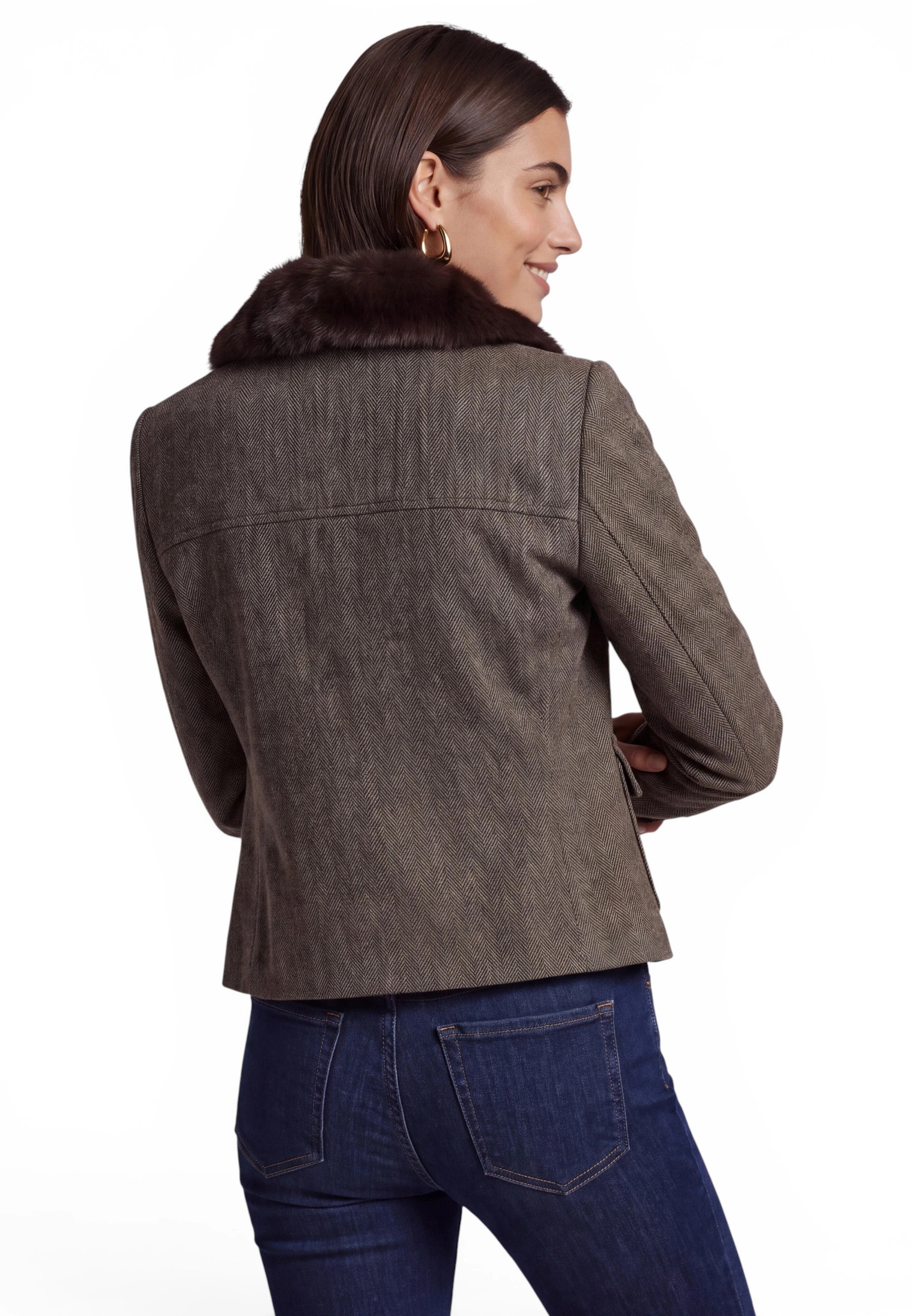 Zero Jackenblazer »Casual-Jacke mit Kunstfellkragen«