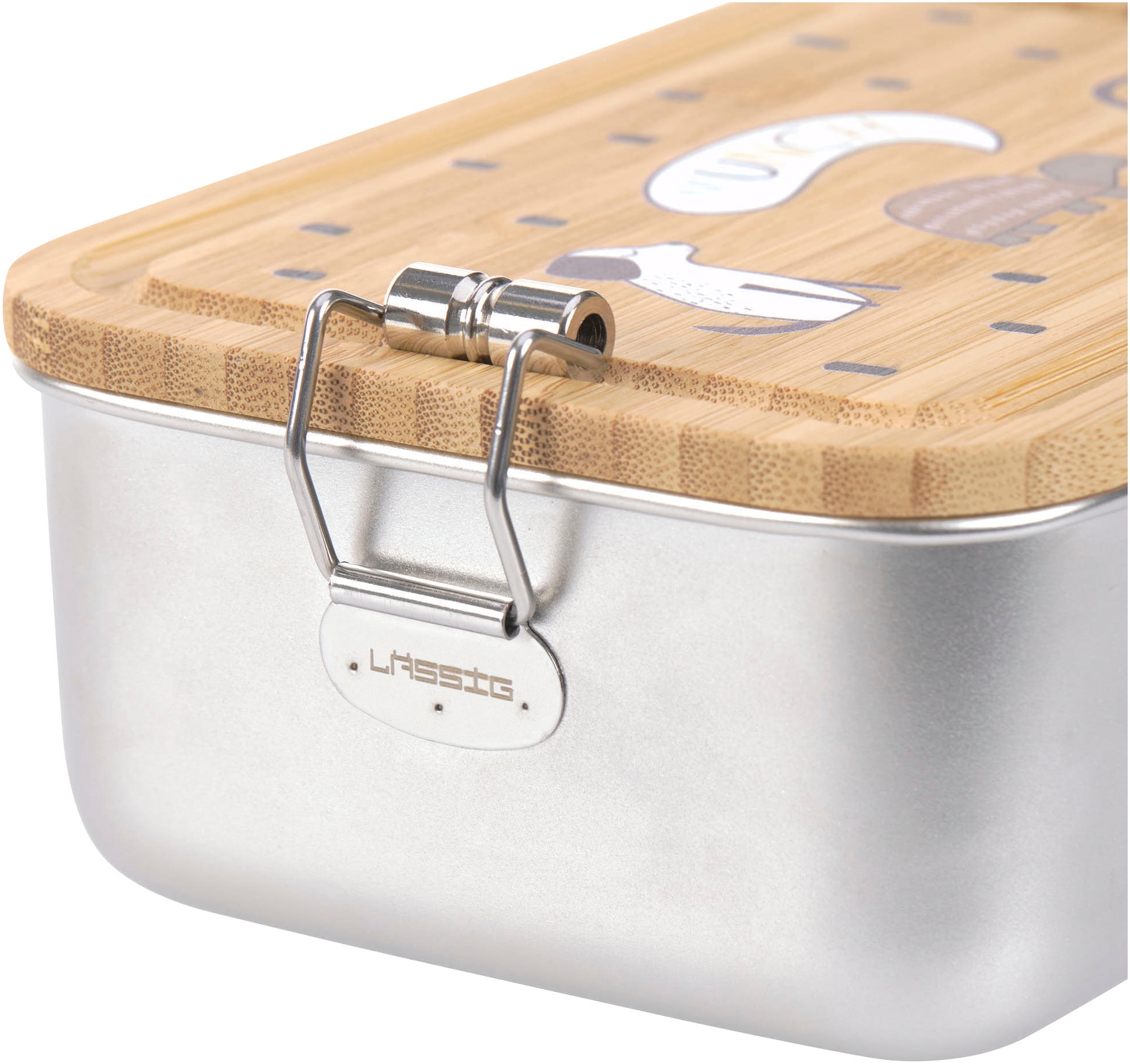 LÄSSIG Lunchbox »Bamboo Happy Prints«, (1 tlg.), mit Holzdeckel