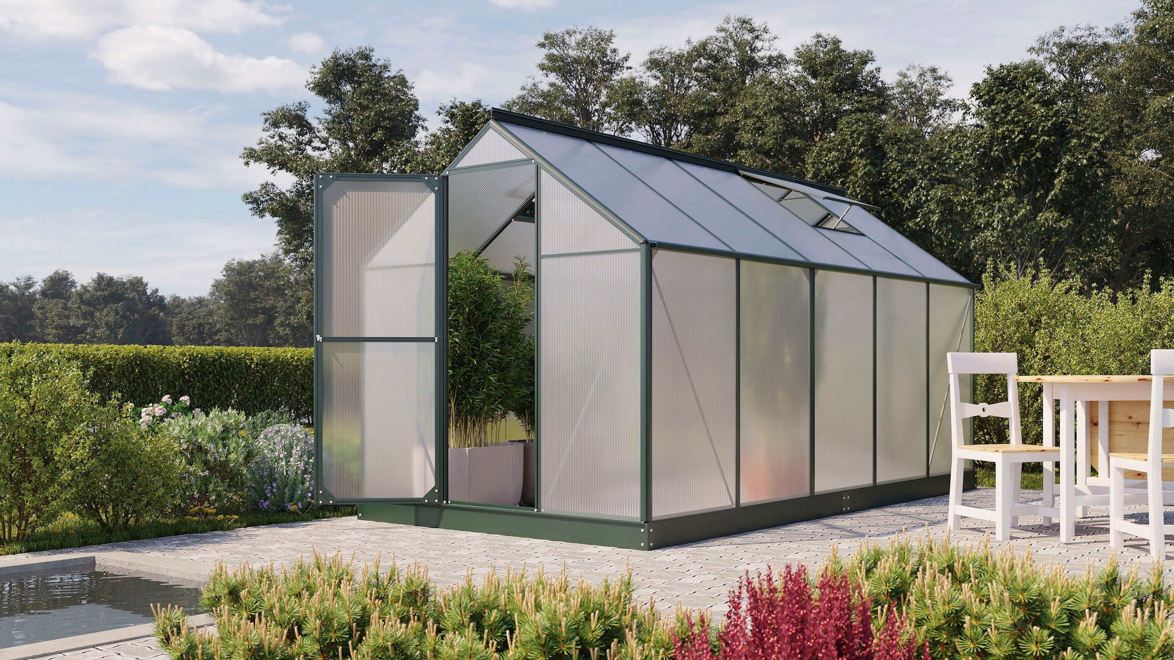 Vitavia Gewächshaus »Eos 7500« Alu-Profile, Stahlfundamentrahmen, 4 mm Hohlkammerplatten