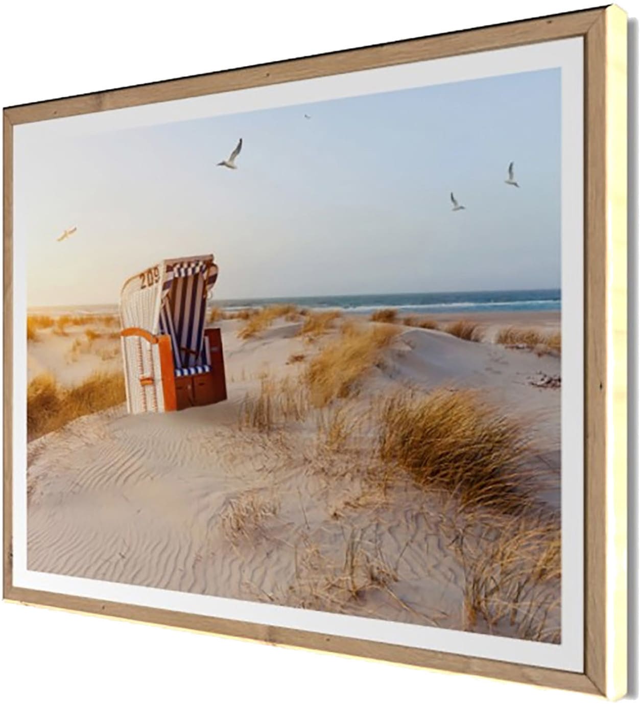 Bönninghoff Bild mit Rahmen »Wandbild gerahmt STRANDKORB DÜNE 40x50 cm – Maritime Wanddeko Küste« Landschaft | Meer | Meer Bilder | Natur | Strand | Strandbilder 1 Stk. tlg. mit dekorativem Rahmen
