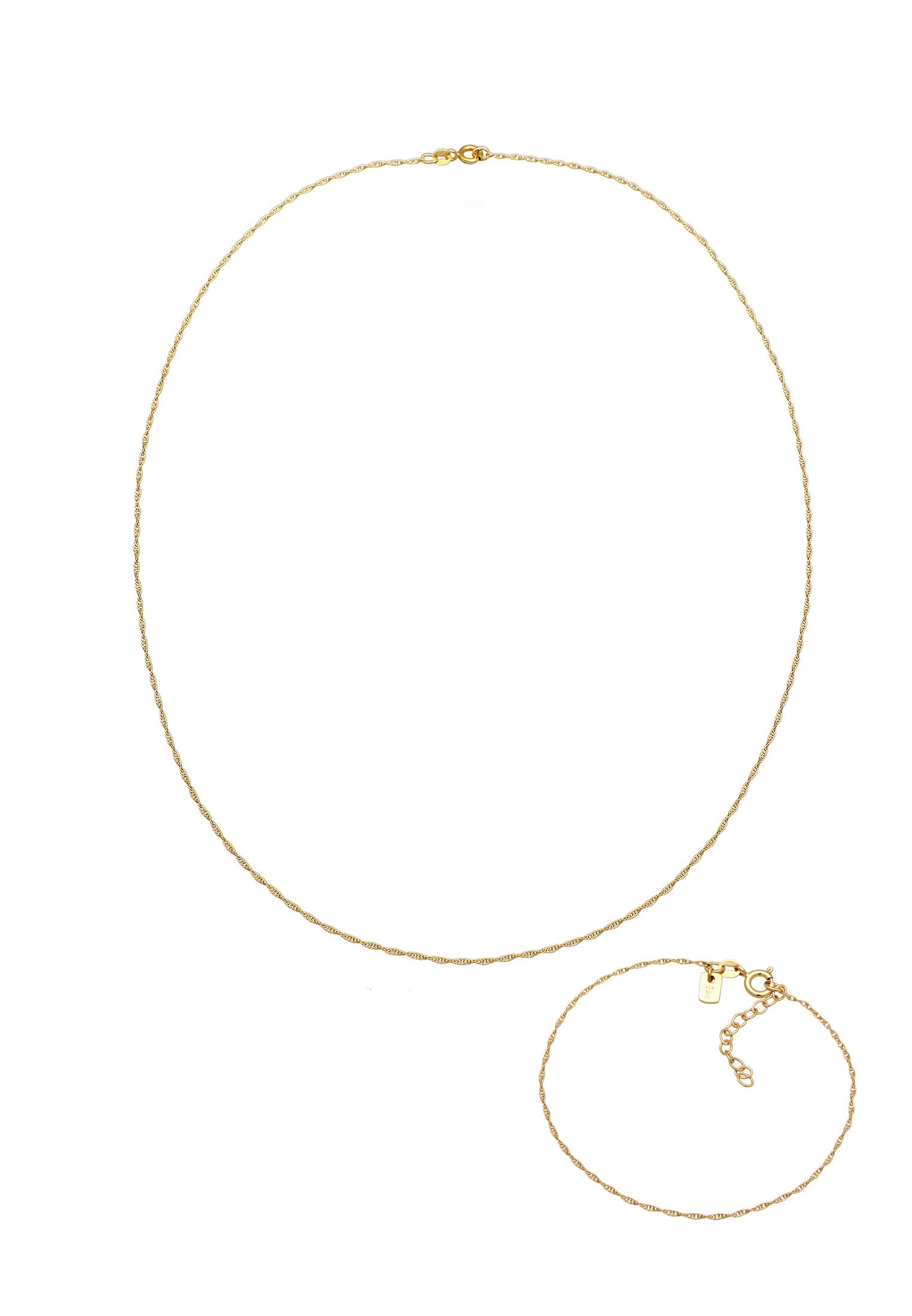 Kuzzoi Ketten und Armband Set »Schmuckset Basic Gliederkette Gedreht 925 Silber«