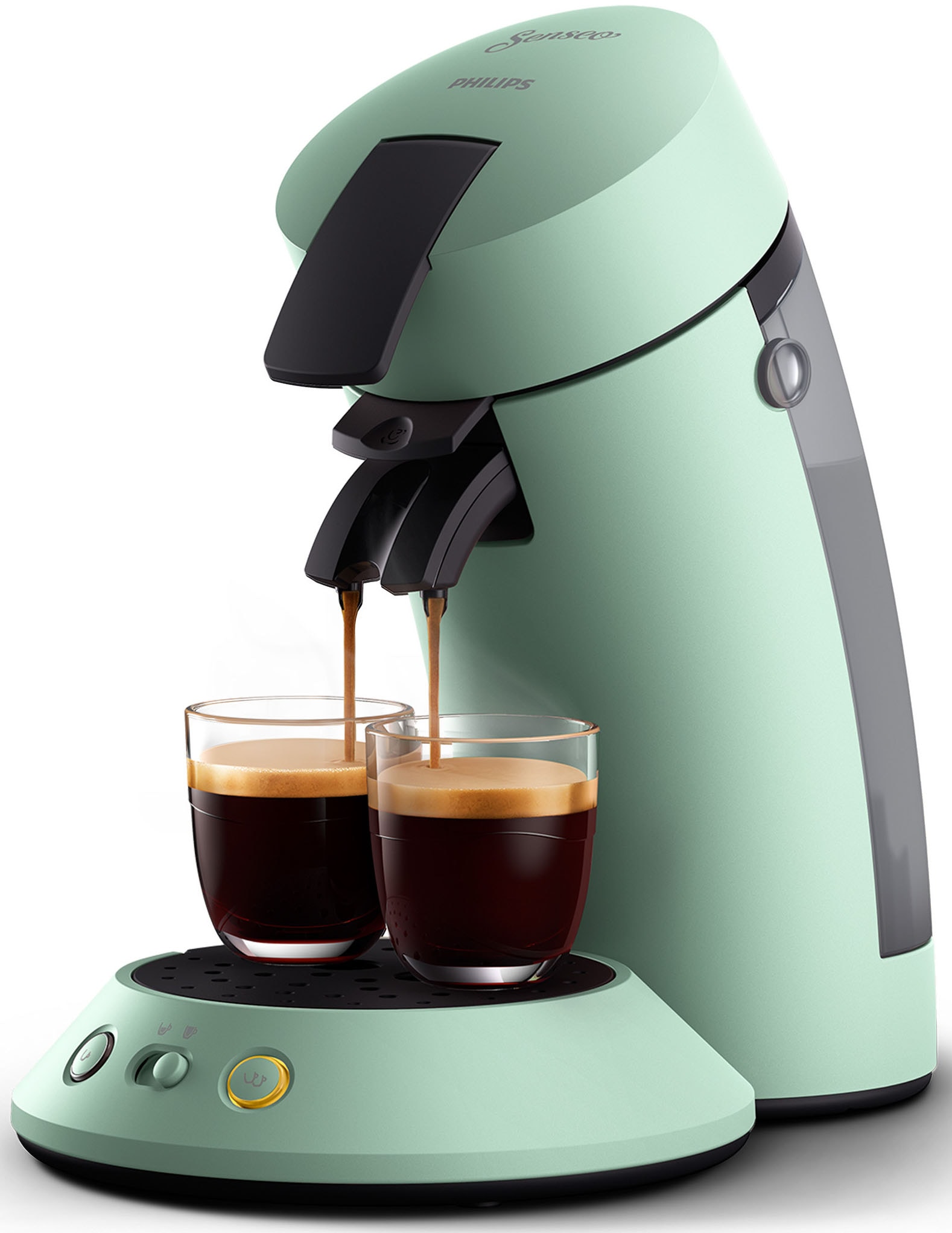 Philips Senseo Kaffeepadmaschine »Original Plus CSA210/60, mit zwei Kaffee-Einstellungen« Gratis-Zugabe 1 Entkalker in grün