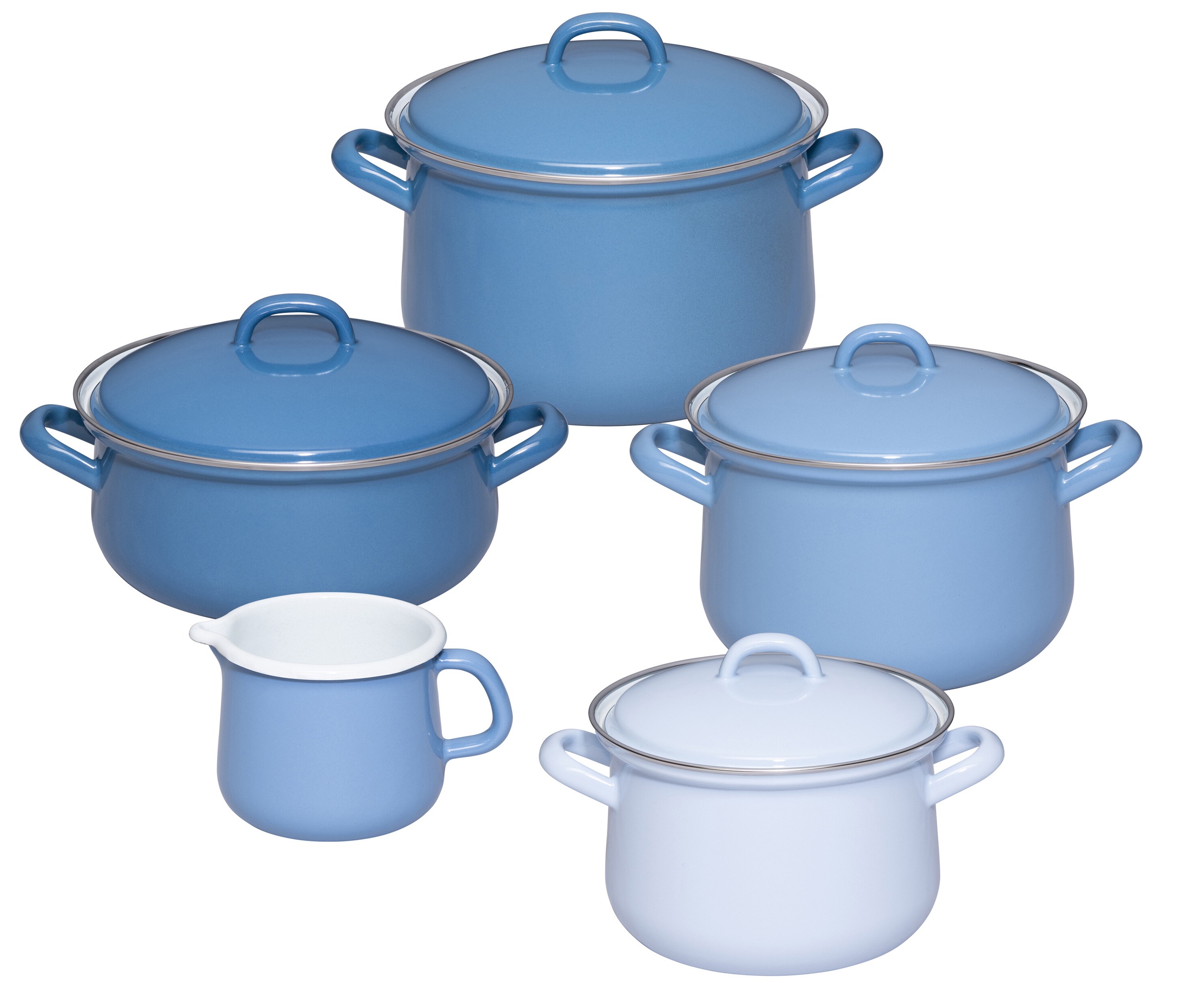 Riess Topf-Set »EMAILLE Spar-Set, für alle Herdarten geeignet«, Emaille, (Set, 5 tlg.), CO2 neutral, produziert in Österreich