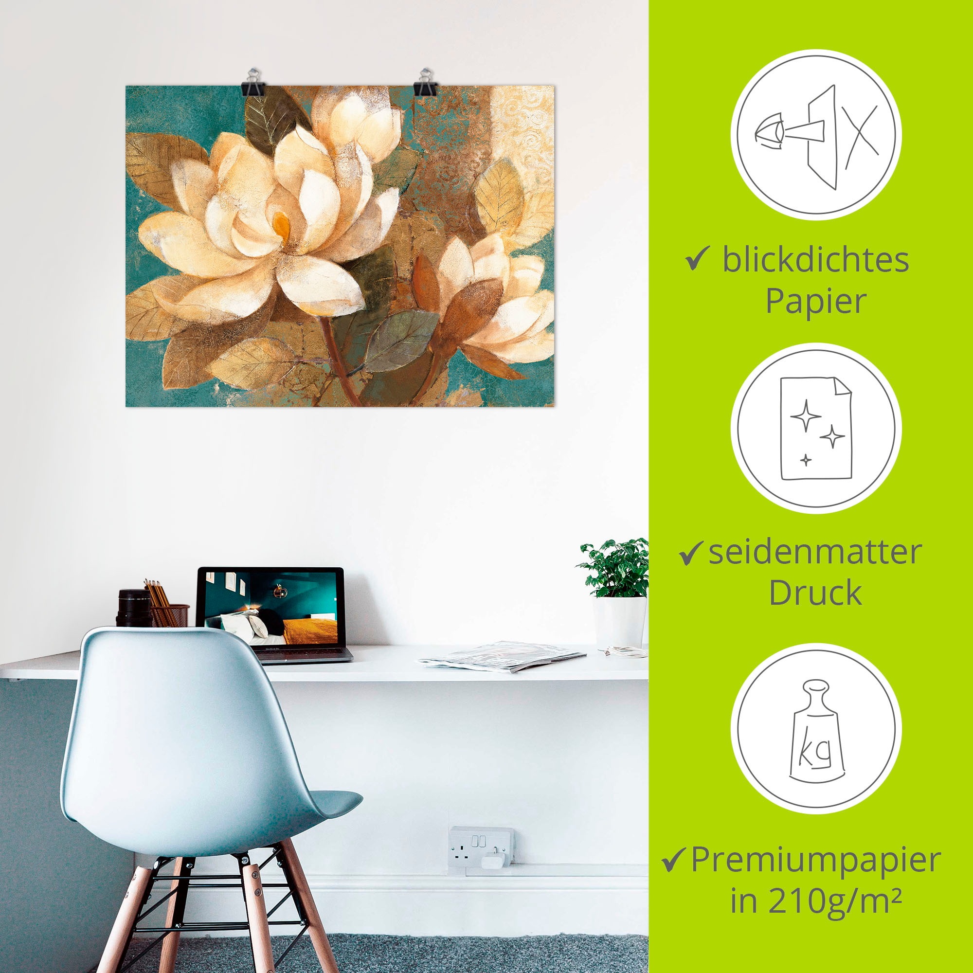 Artland Wandbild »Türkise Magnolien«, Blumen, (1 St.), als Poster, Wandaufkleber in verschied. Größen