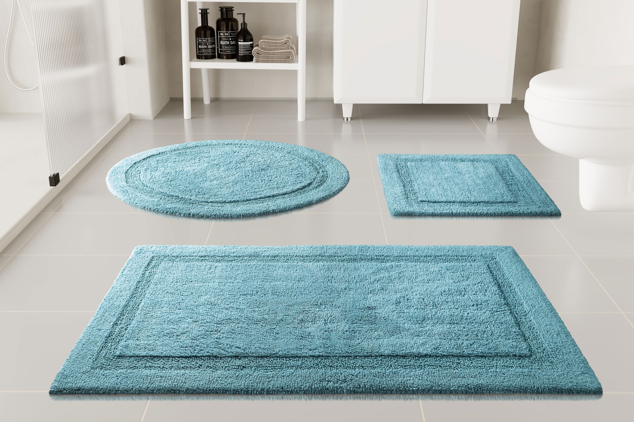 OTTO home Badematte »Meellor« Höhe 20 mm rutschhemmend beschichtet fußbodenheizungsgeeignet Badteppich, getuftet, modern, Uni, antirutsch, flauschig, Baumwolle