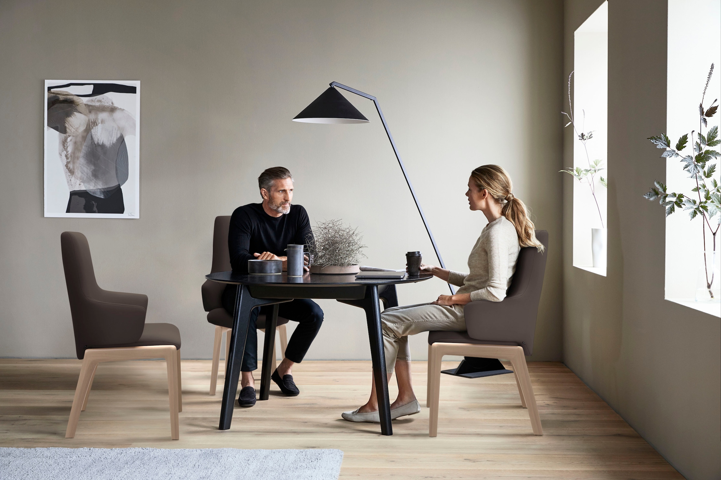 Stressless® Polsterstuhl »Laurel«, Leder BATICK, High Back mit Armlehne, Größe L, mit abgerundeten Beinen in Eiche