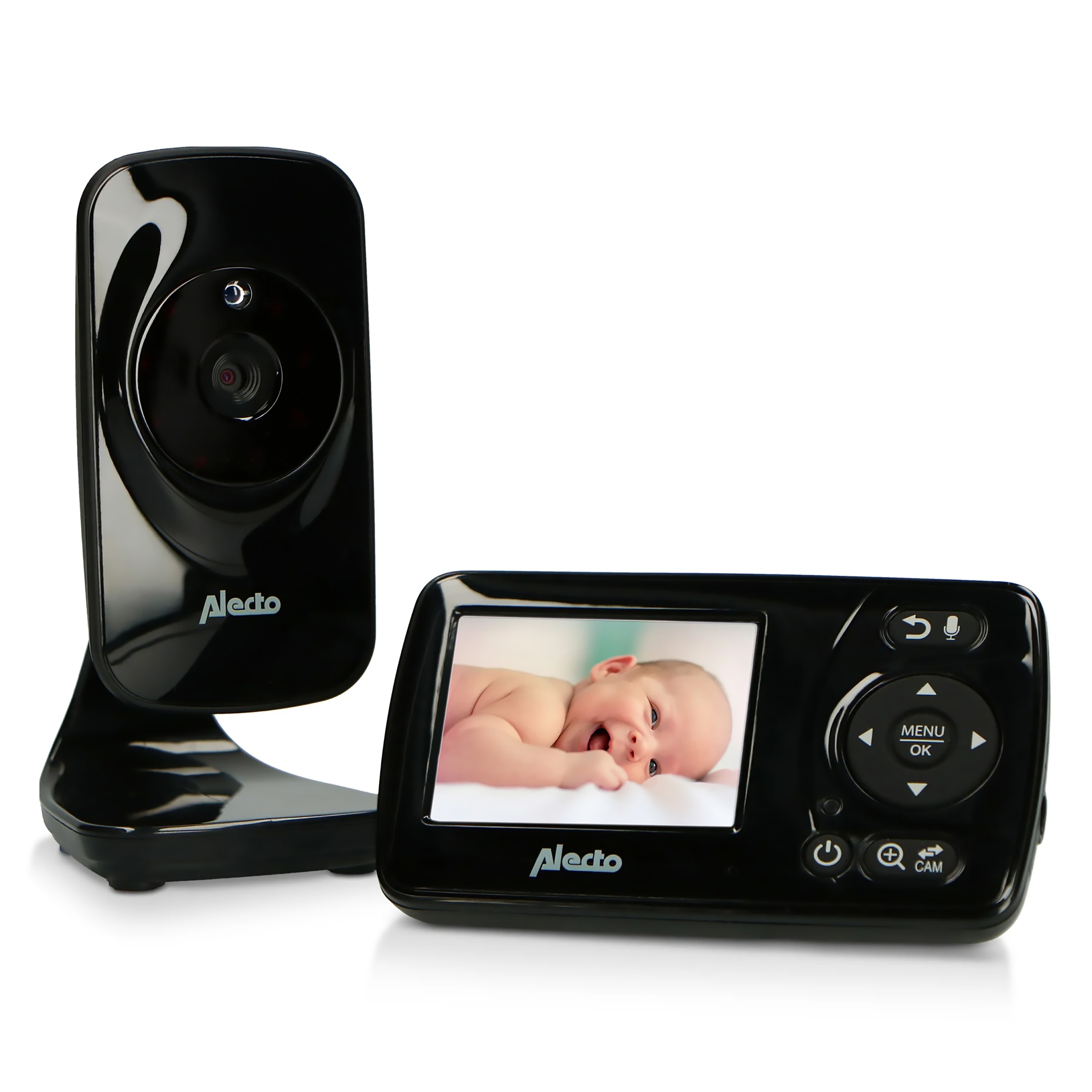 Alecto Video-Babyphone »DVM71 black«, (2 tlg.), 2.4" Farbdisplay, Schlaflieder und Temperaturanzeige