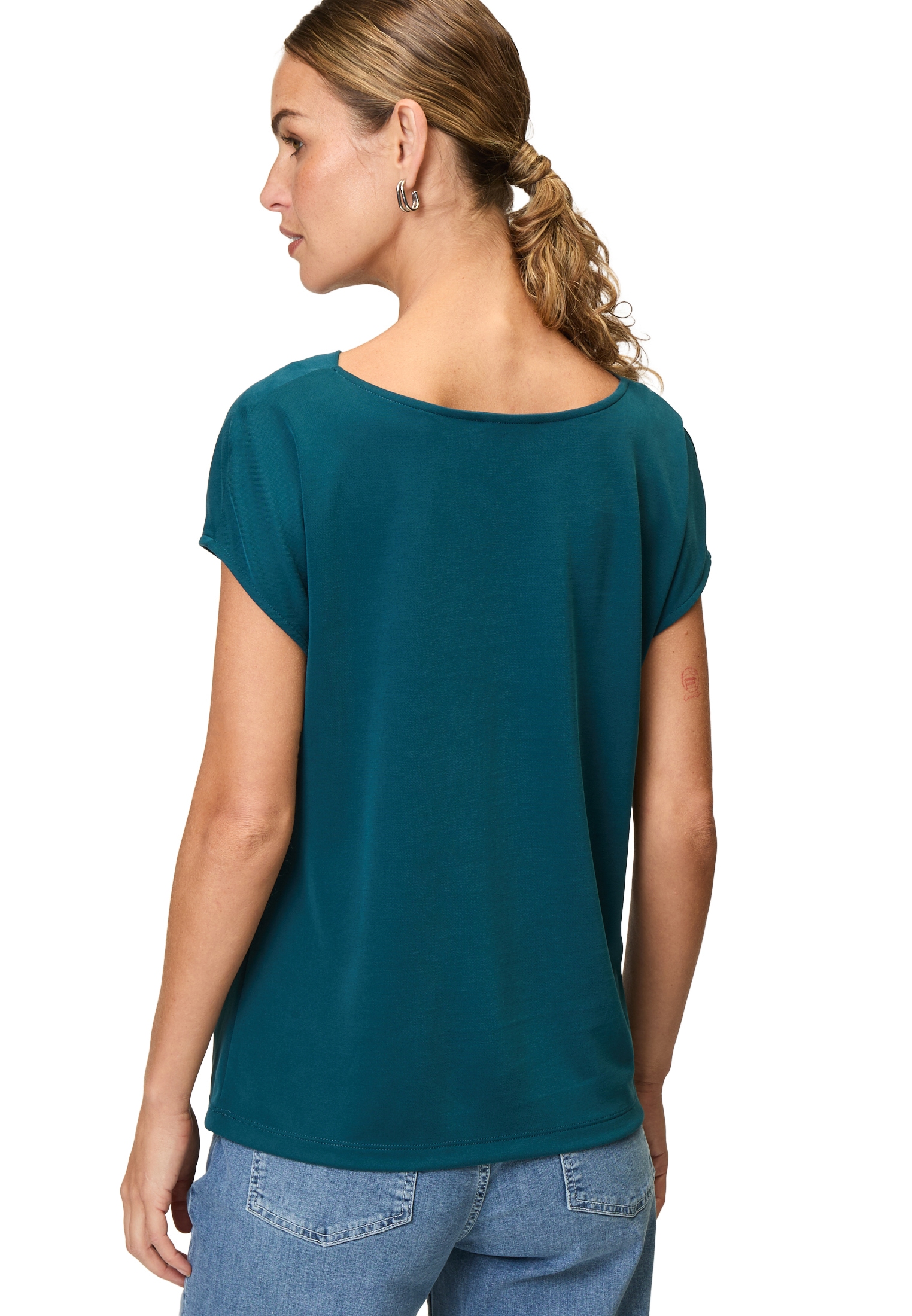 Zero Kurzarmshirt »Shirt mit Wasserfallausschnitt«