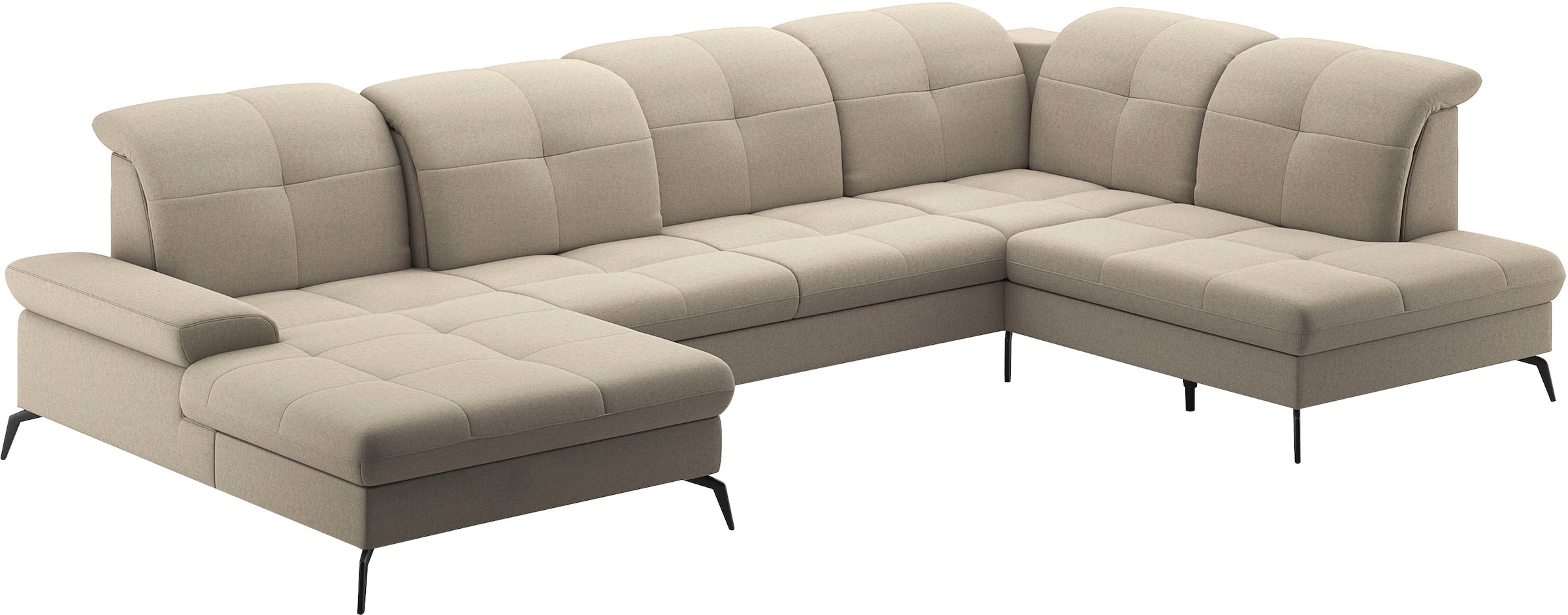 sit&more Wohnlandschaft »Amica, U-Form, inkl. Sitztiefenverstellung und Armteilverstellung«, wahlweise mit Kopfteilverstellung, Bettfunktion und Bettkasten