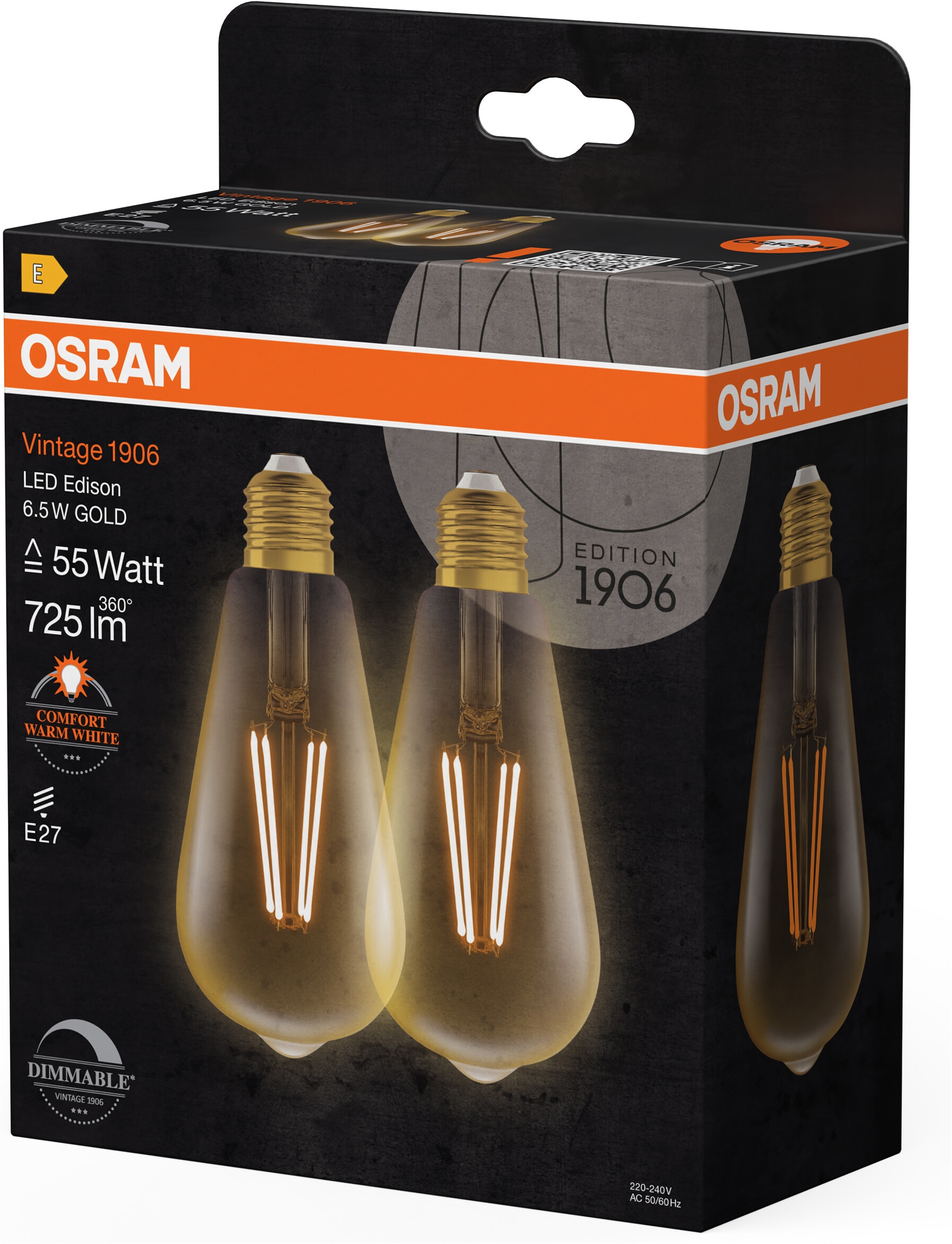 Osram LED-Filament »1906Vintage Edition goldenes Glas« E27 2 Stk. Warmweiß