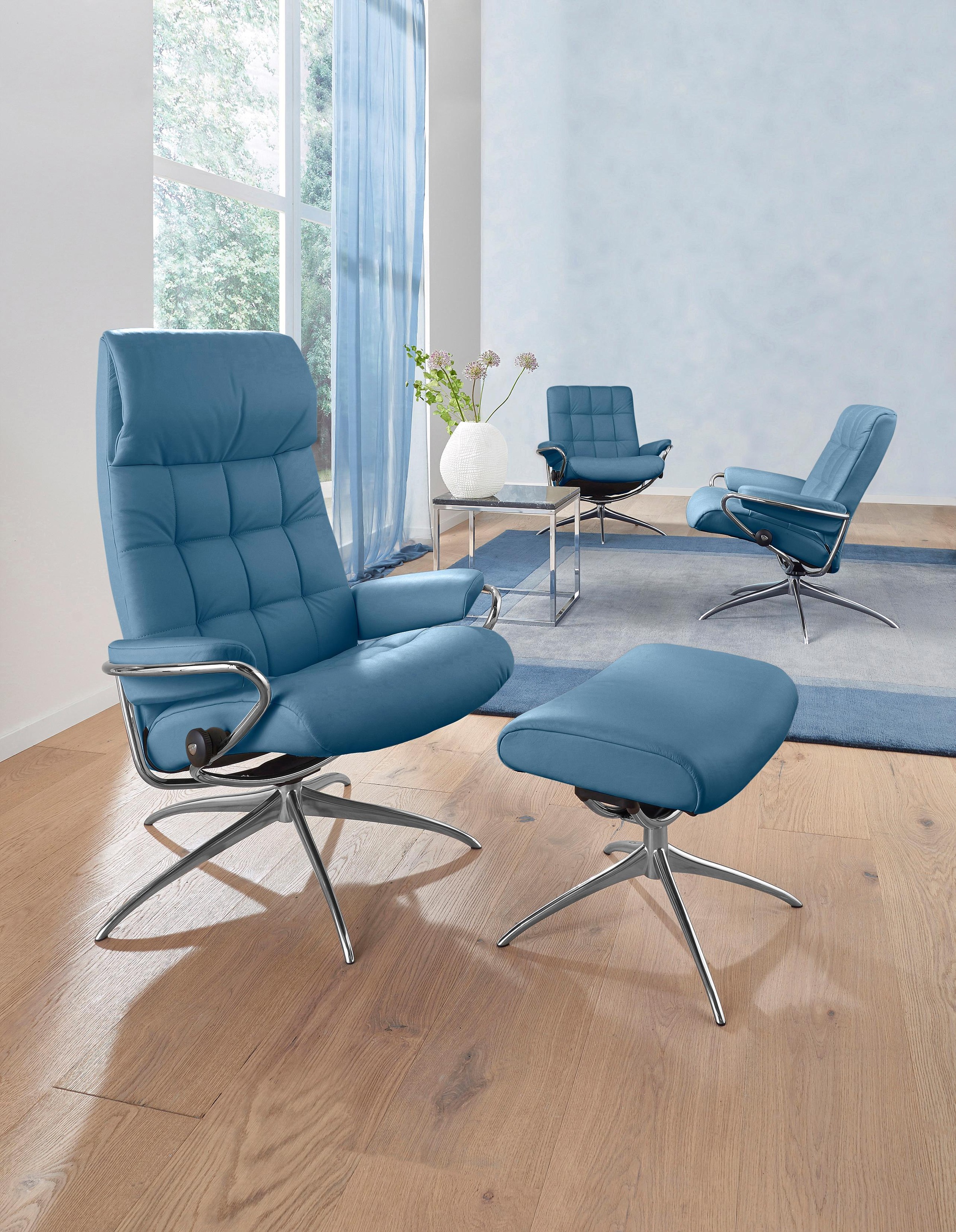 Stressless® Relaxsessel »London«, (Set, Relaxsessel mit Hocker), mit Hocker, High Back, mit Star Base, Gestell Chrom