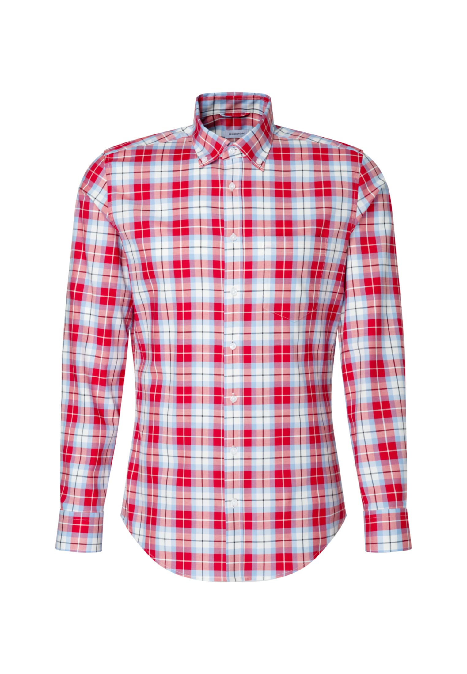 seidensticker Businesshemd »Slim«, Slim Langarm Button-Down-Kragen Karo