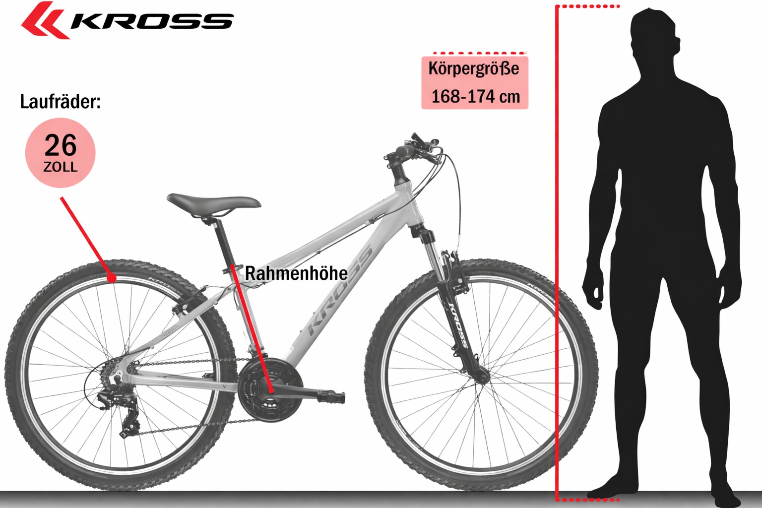 Kross Mountainbike »KROSS MTB Hardtail Hexagon 1.0 26" orange 21 Gänge« 21 Gang Shimano TOURNEY TX800 Schaltwerk Kettenschaltung