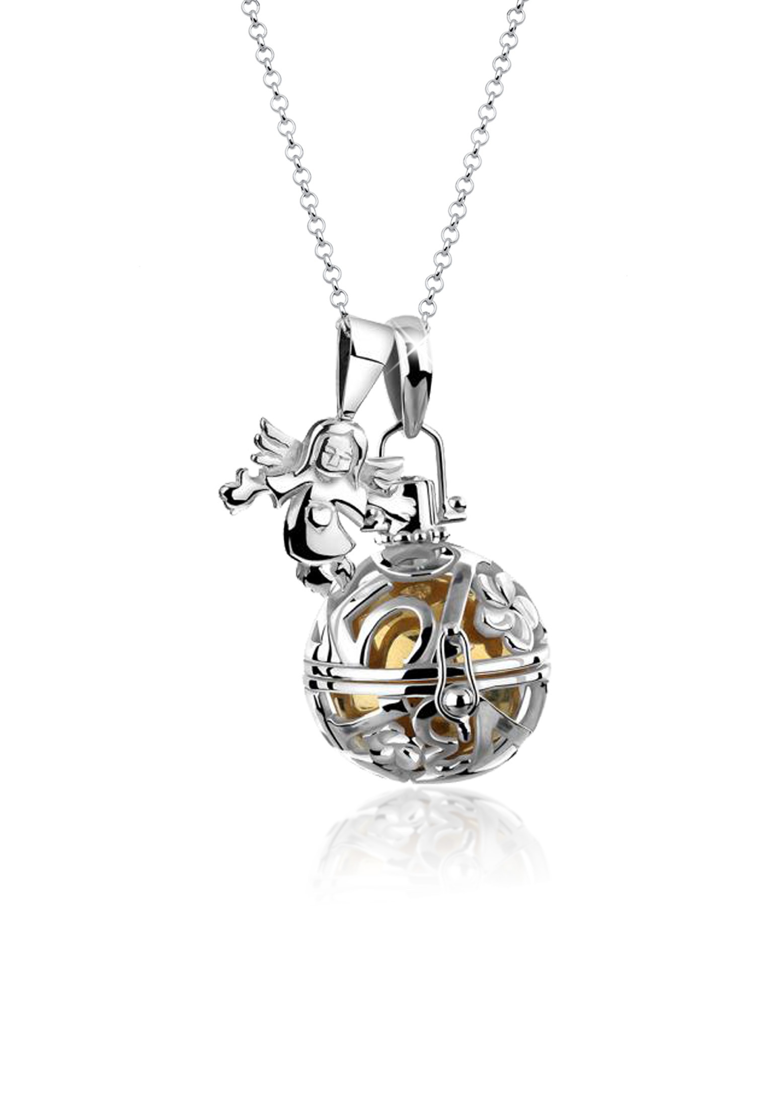 Nenalina Kette mit Anhänger »Engelsflüsterer Zirkonia Engel (17 mm) 925 Silber«