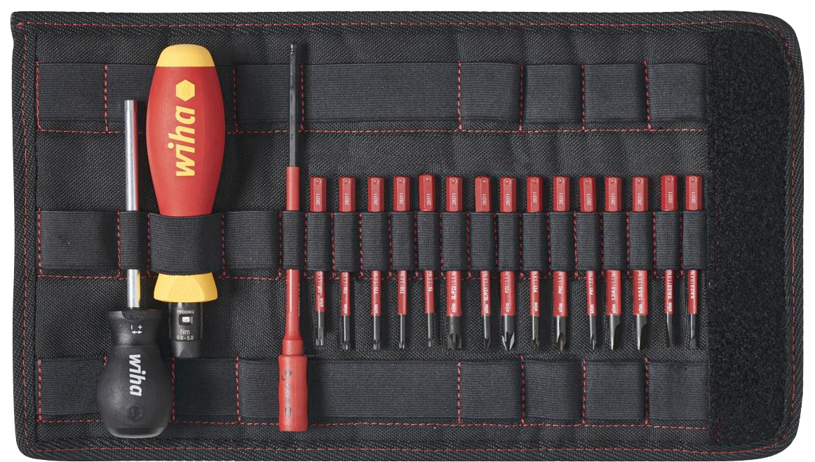 Wiha Bit-Schraubendreher »Drehmoment-Schraubendreher TorqueVario®-S electric (36791)«, (Set), 18-tlg., 0,8-5,0 Nm, variabel einstellbare Drehmomentbegrenzung, besonders für Elektriker geeignet, SlimBits zugelassen für 1.000 V AC