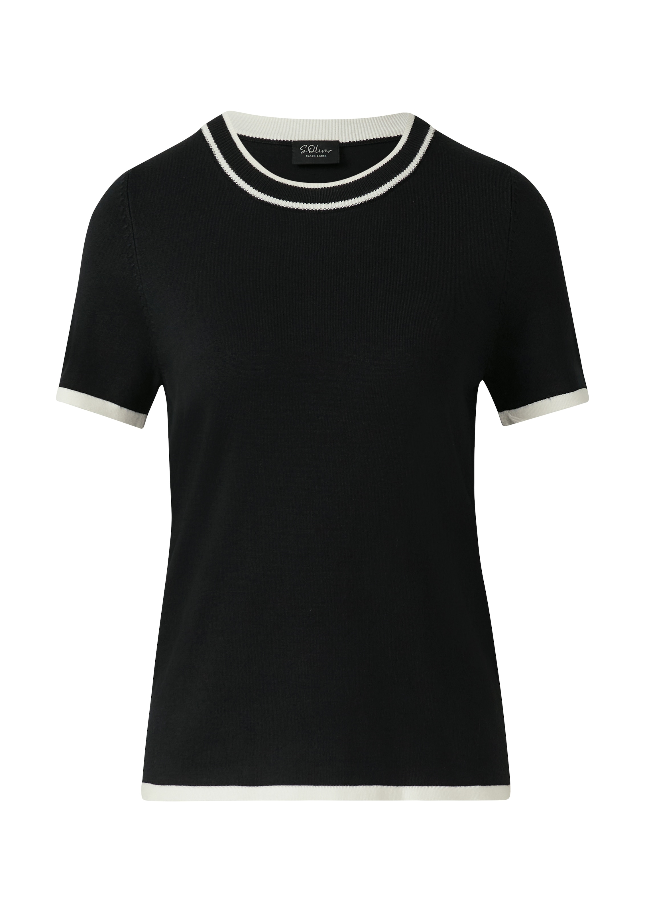 s.Oliver BLACK LABEL Kurzarmpullover, Feinstrick, in Rundhalsform
