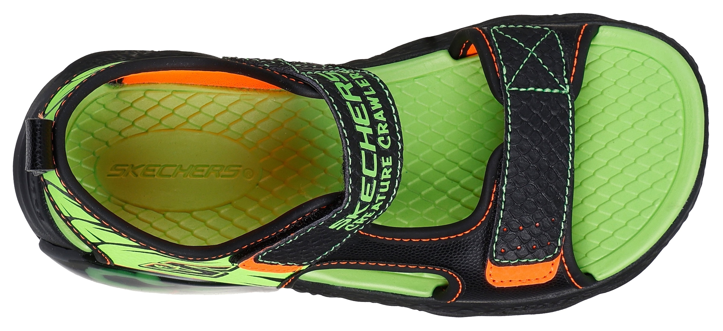 Skechers Kids Sandale »CREATURE-SPLASH«, Klettsandale mit coolem Motiv, Größenschablone zum Download