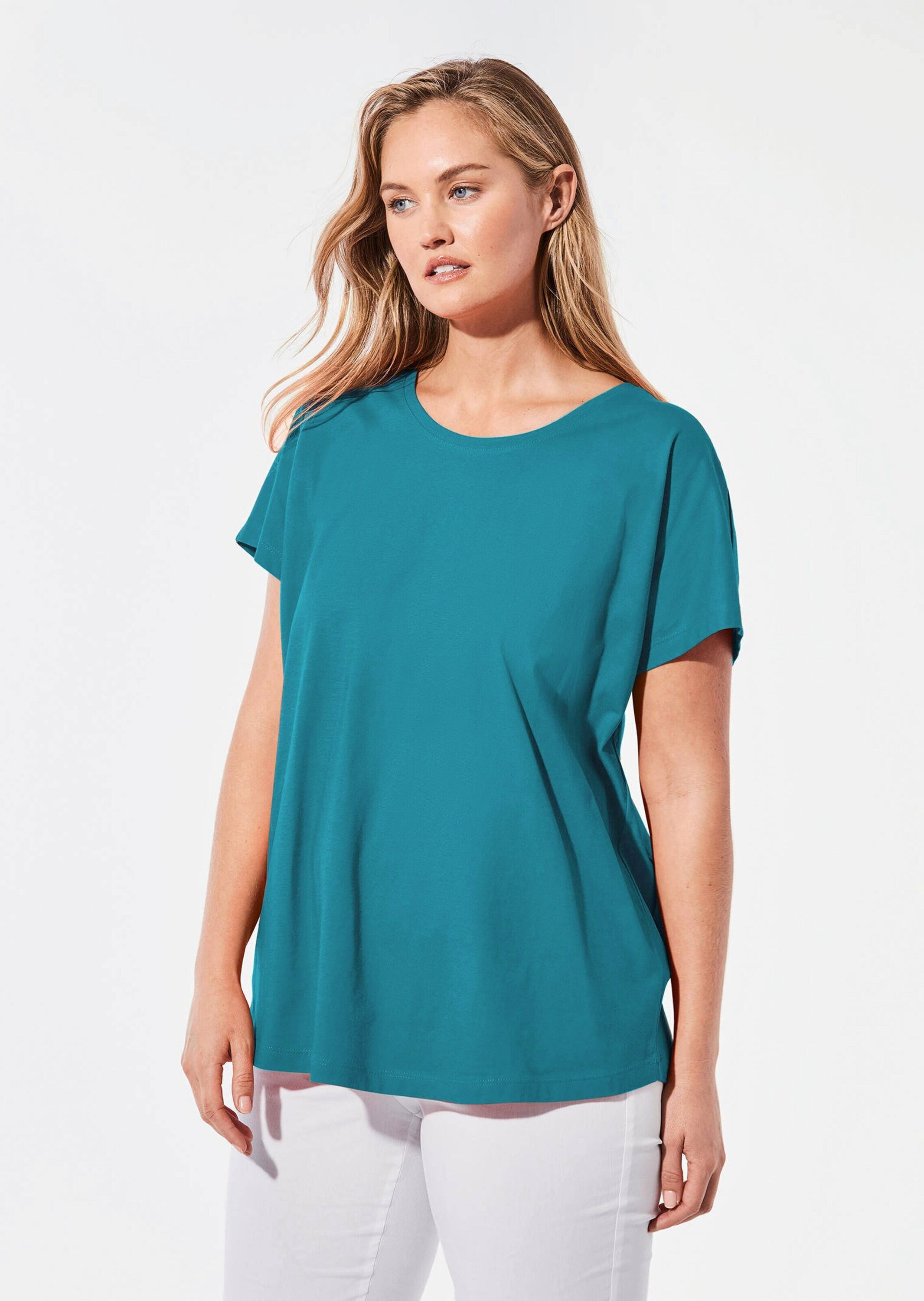 GOLDNER Kurzarmshirt »Shirt mit Rundhalsausschnitt«