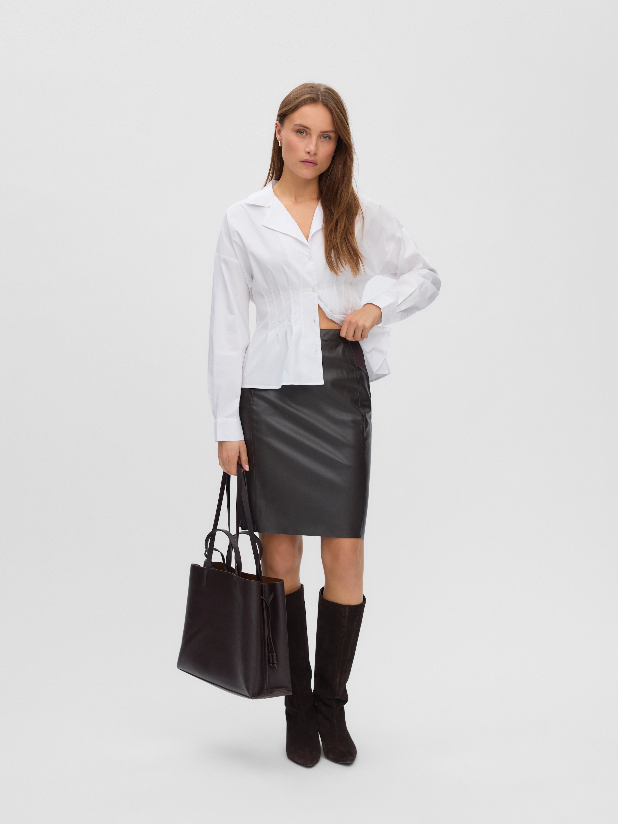 Vero Moda Lederimitatrock »VMBUTTERSIA HW COATED SKIRT NOOS« Lederimitat, high waist