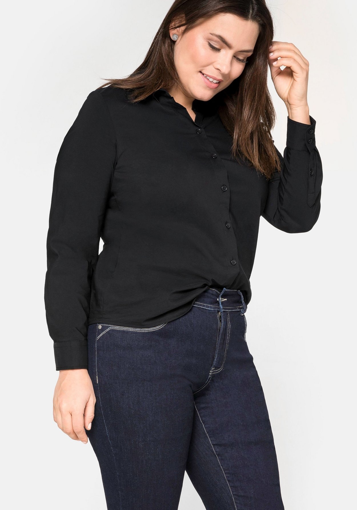 Sheego Hemdbluse »Bluse mit Stretch-Anteil«, mit Stretch-Anteil