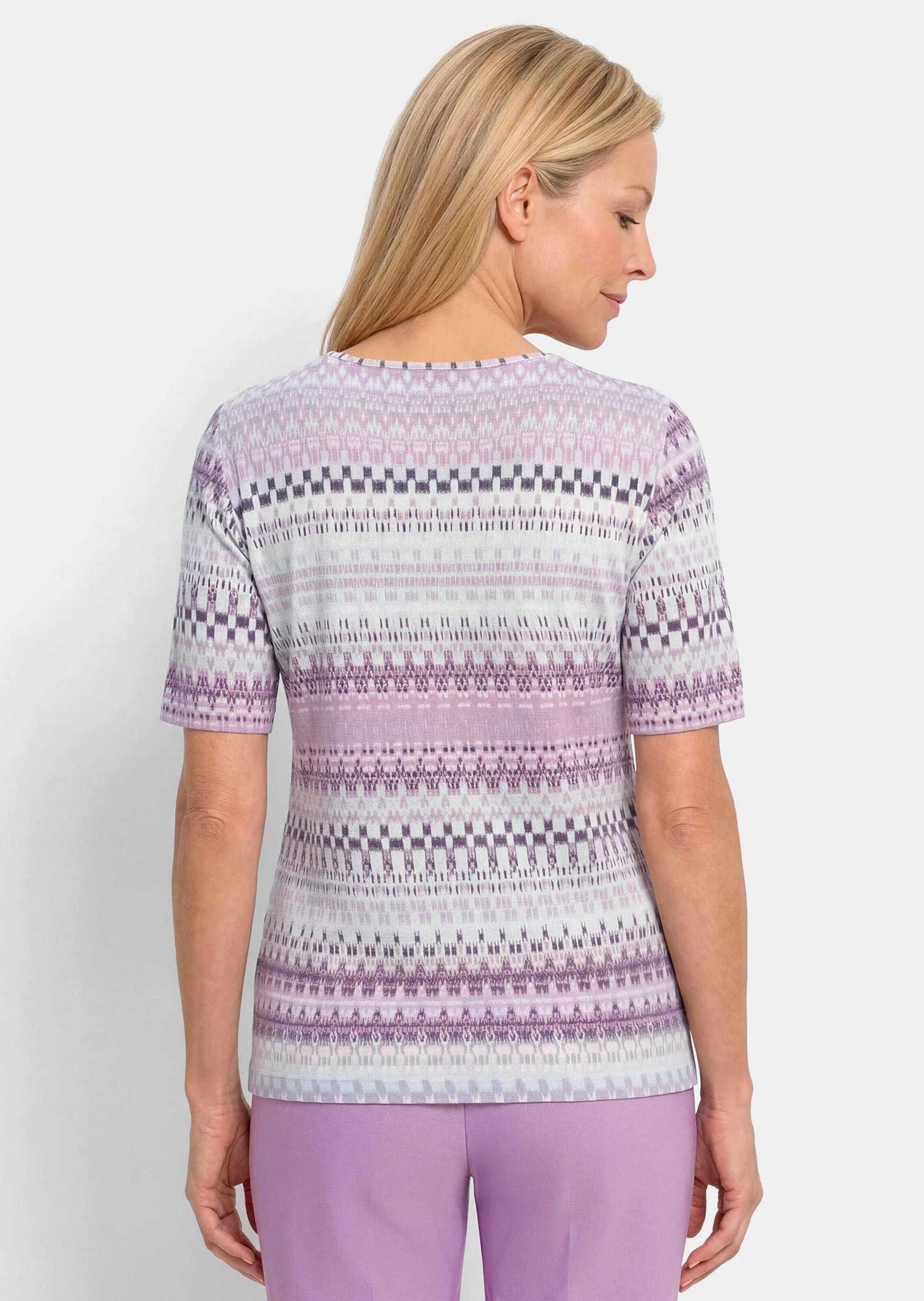 GOLDNER Kurzarmshirt »Jersey-Shirt mit geometrischem All-over-Print« stretchbequemer Viskosejersey