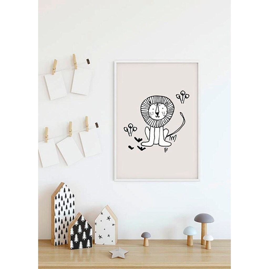 Komar Poster »Scribble Lion«, Tiere, (1 St.)