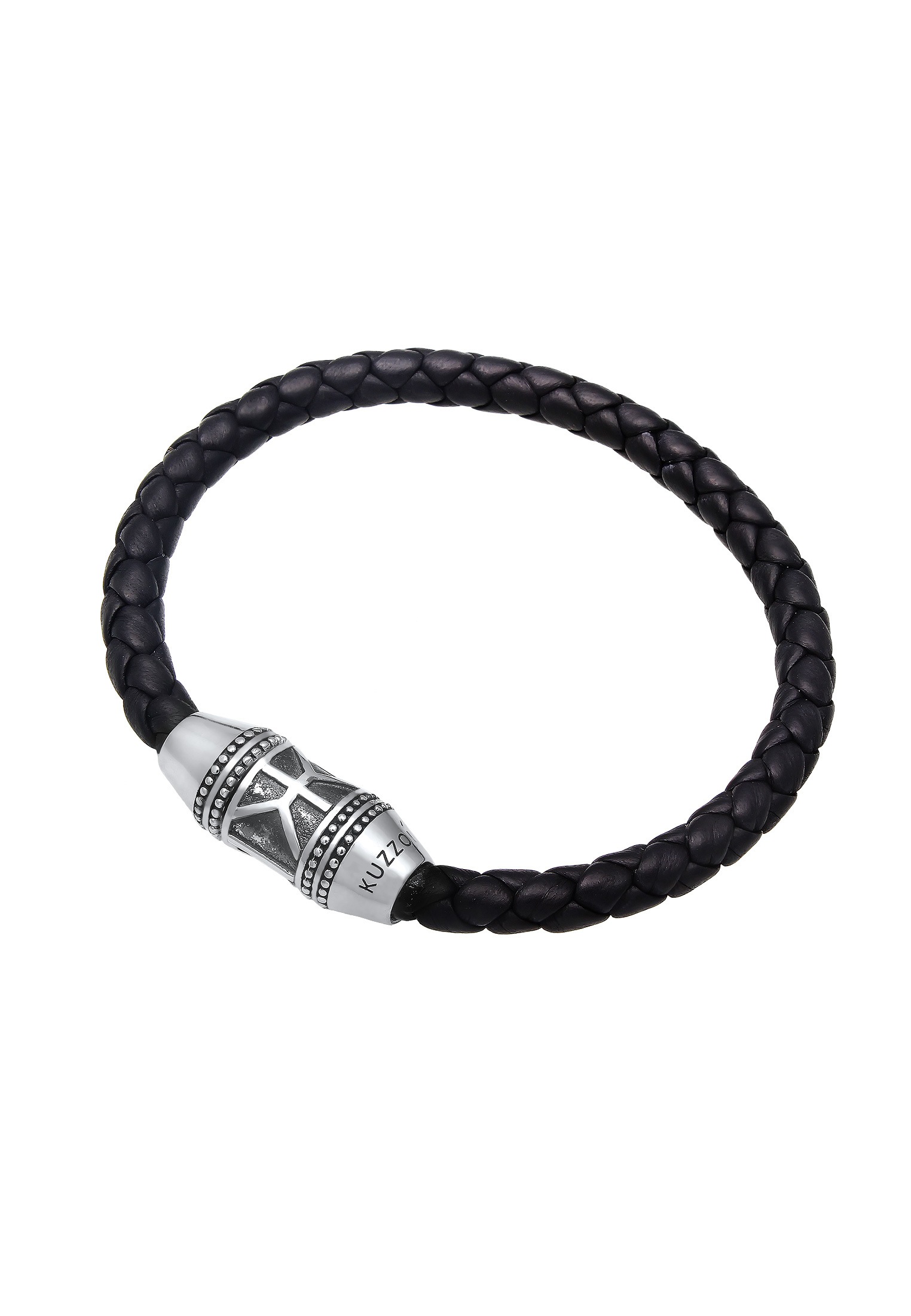Kuzzoi Armband »Armband Herren Leder Logo Magnet-Verschluß 925 Silber«