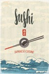 queence Metallbild »Sushi«, Schriftzüge-Schriftzug-Meer-Essen-Japan, (1 St.), Stahlschild, Blechschild, Rezept, Sushi