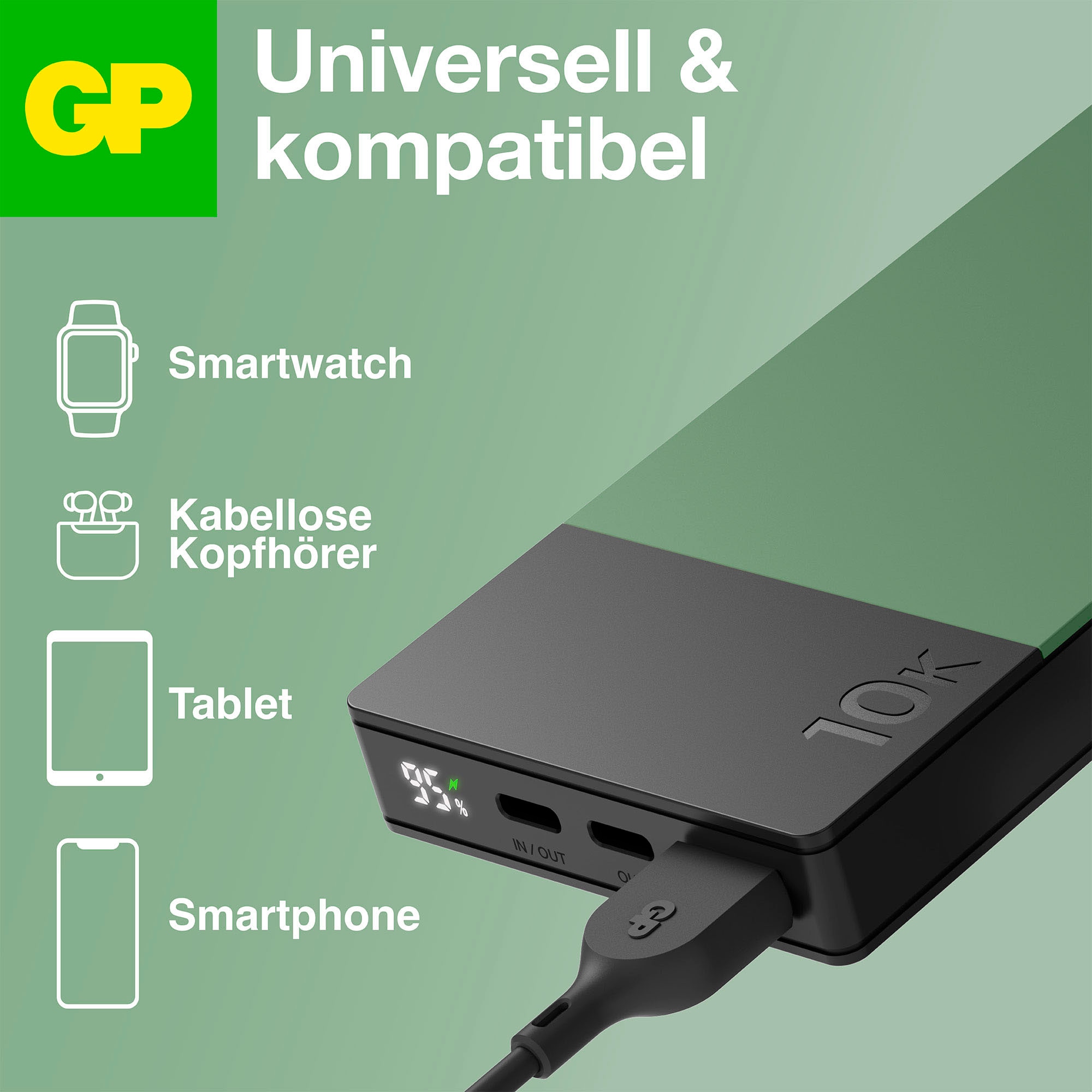 GP Batteries Powerbank »M2+, 10.000 mAh«, 10000 mAh
