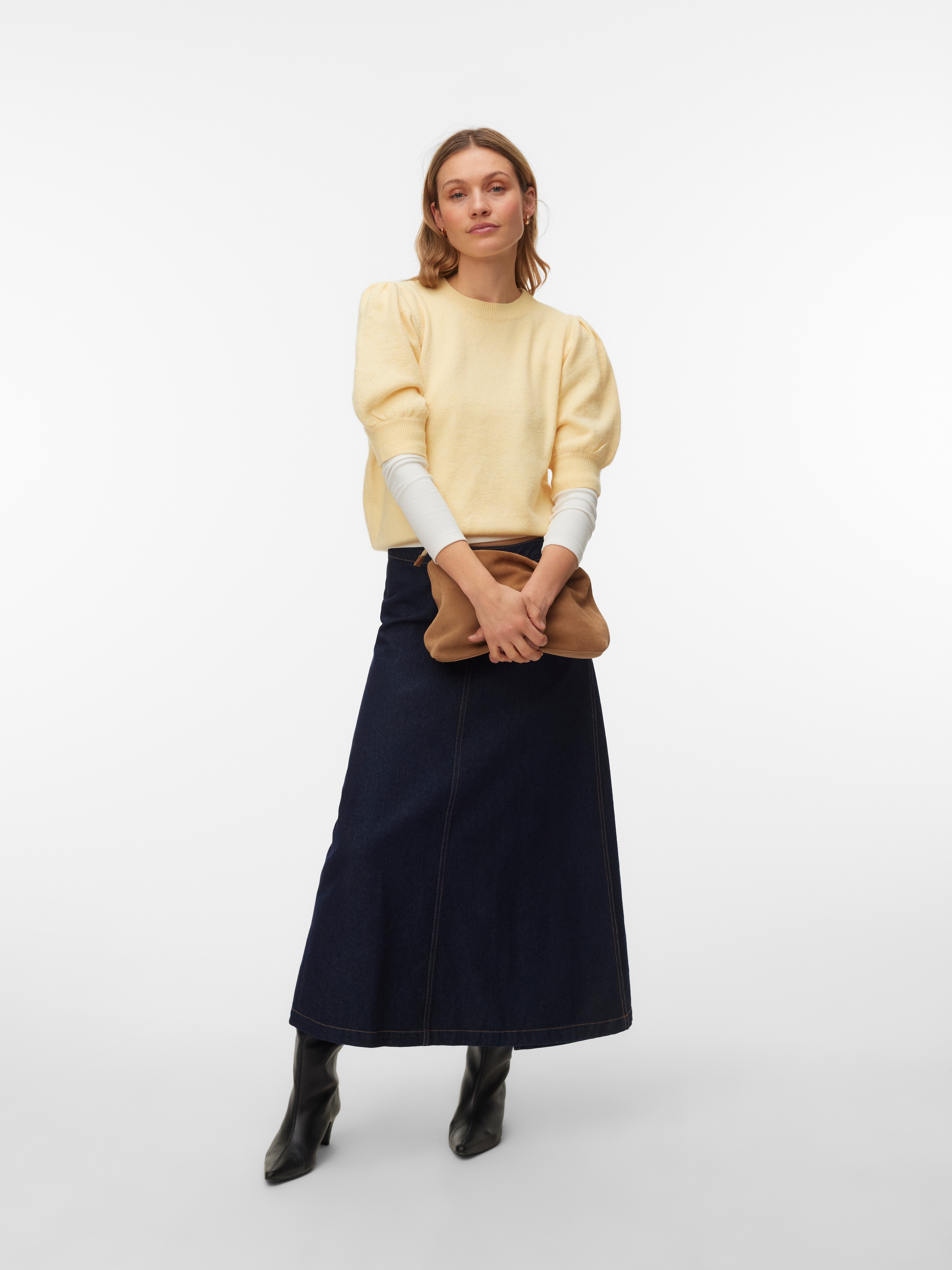 Vero Moda Rundhalspullover »VMDOFFY 2/4 O-NECK PULLOVER GA NOOS« mit kurzen Puffärmeln