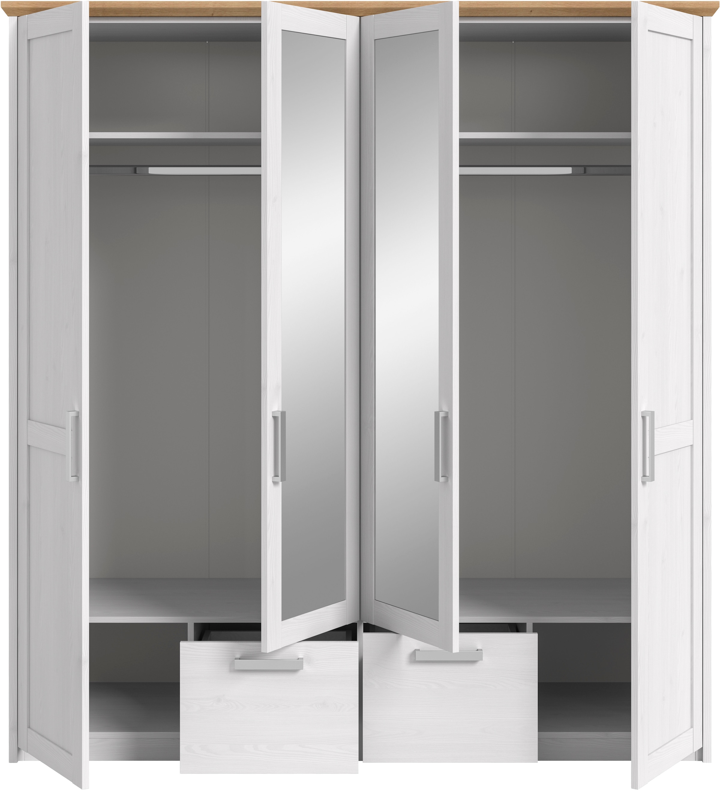 Home affaire Kleiderschrank »COSENZA,TOPSELLER!, Breite 188cm, viel Stauraum, in Landhausoptik« 2 Schubkästen mit Vollauszug, 4 Türen, 2 Kleiderstangen, viel Stauraum,  Schlafzimmerschrank, Schrank, Garderobenschrank