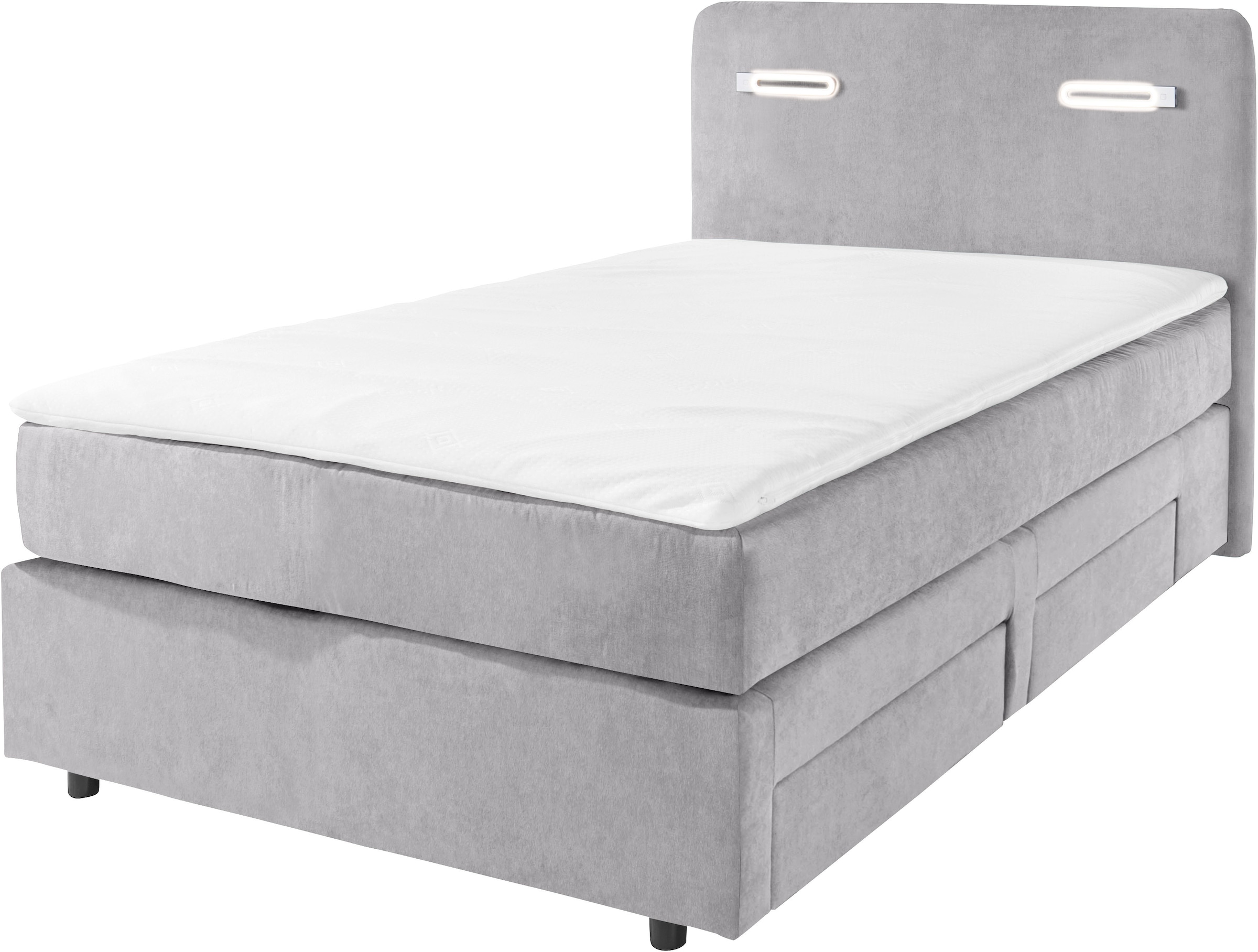 INOSIGN Boxbett »Luan« Schubkästen, LED-Beleuchtung und Topper, in Breite 120 cm und 180 cm