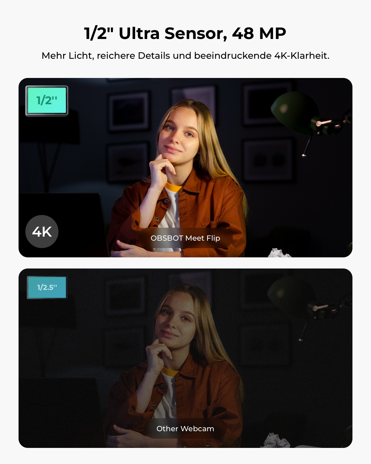 OBSBOT Webcam »Meet Flip« 4K Ultra HD
