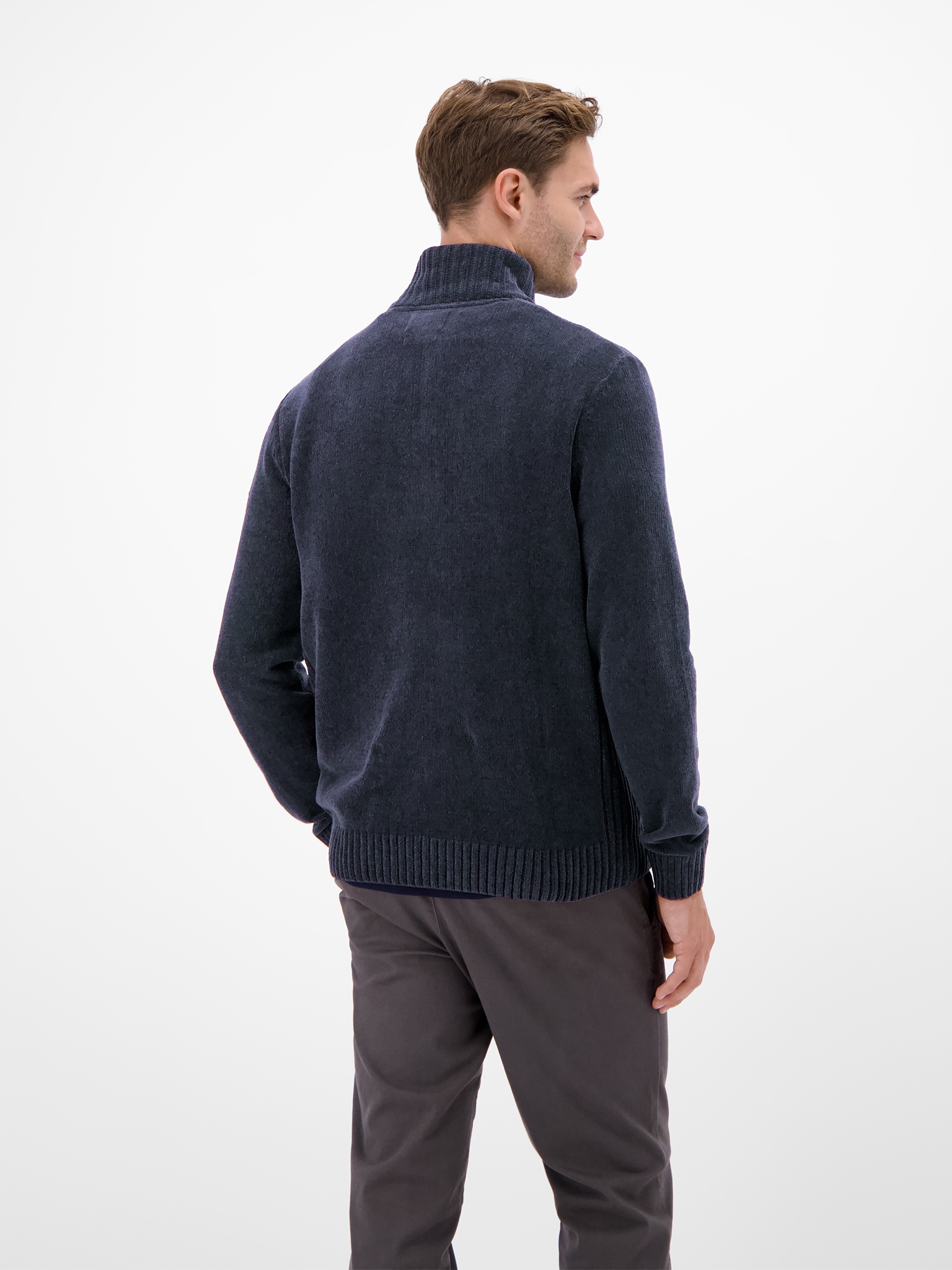 LERROS Strickpullover Chenille-Pullover mit Troyer