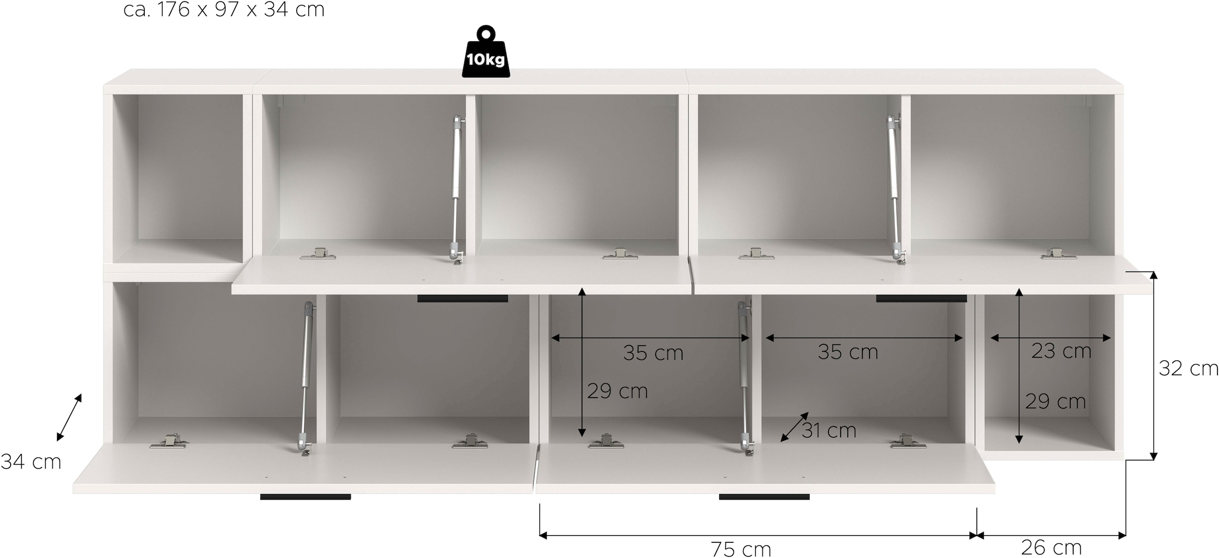 Home affaire Schrank-Set »ENESTE, 6-teilig, in verschiedenen Farben, individuell kombinierbar« verschiedenste Kombinationmöglichkeiten, stehend oder hängend, 2 Stk. tlg.
