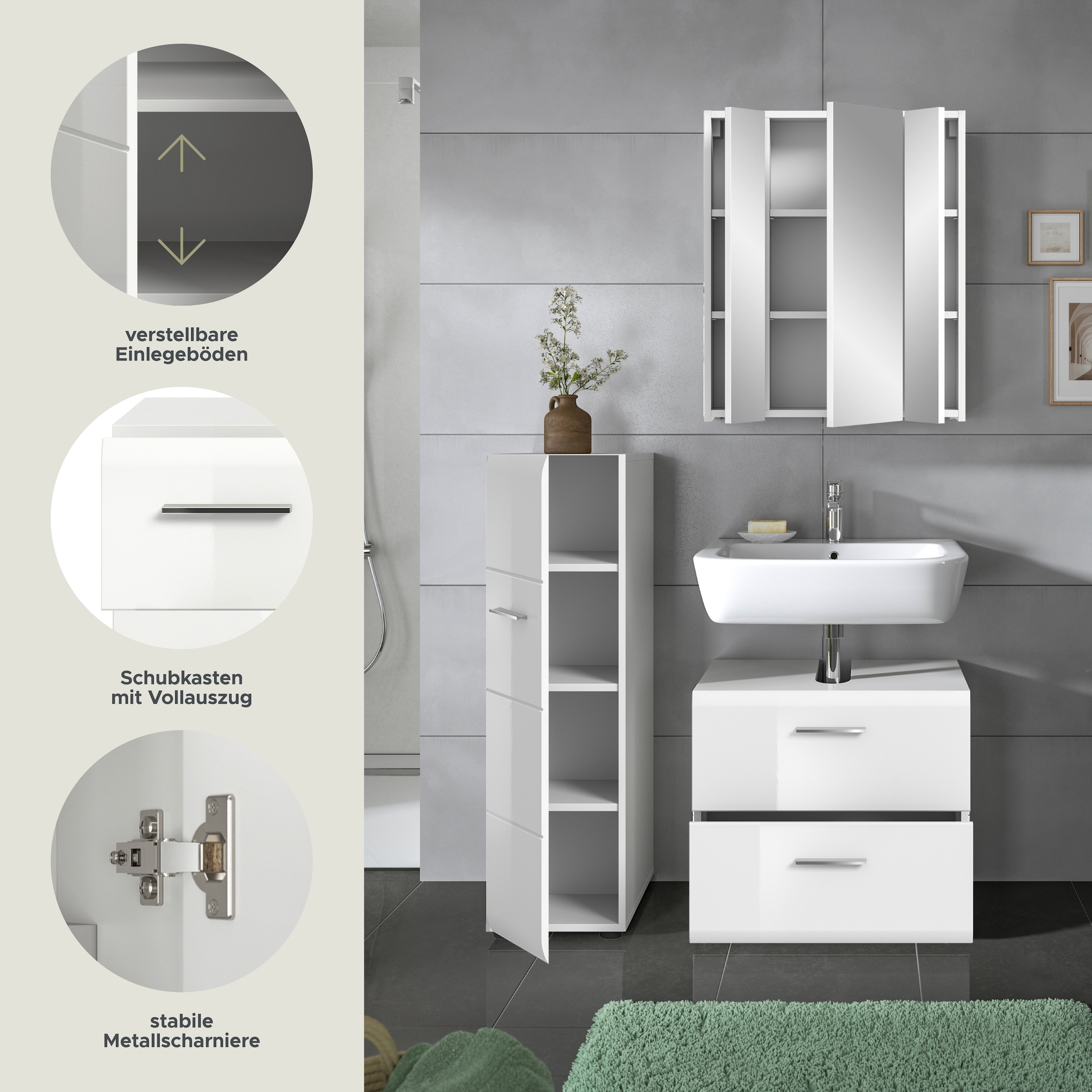 welltime Badezimmer-Set Set, 3 Stk. tlg.