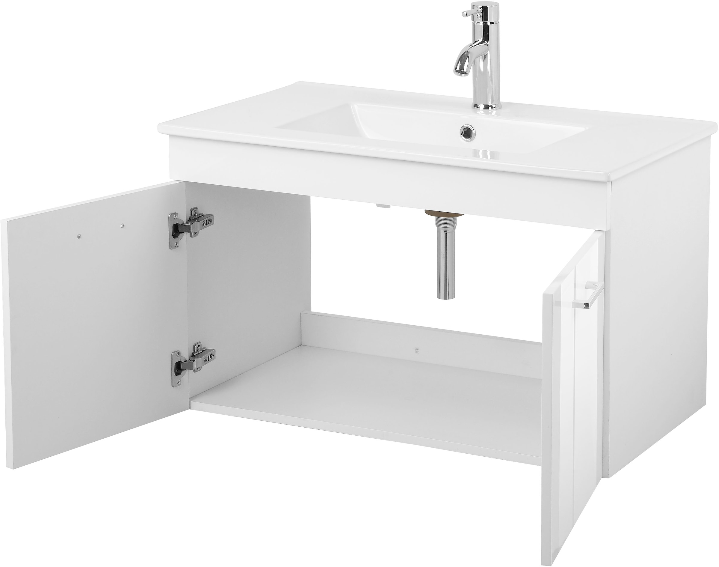 welltime Waschtisch »Florenz, Breite 60cm, 2 Tür, 2 Fächer, MDF-Front«, Waschplatz mit 2 Türen,in verschiedenen Farben erhältlich, Badmöbel